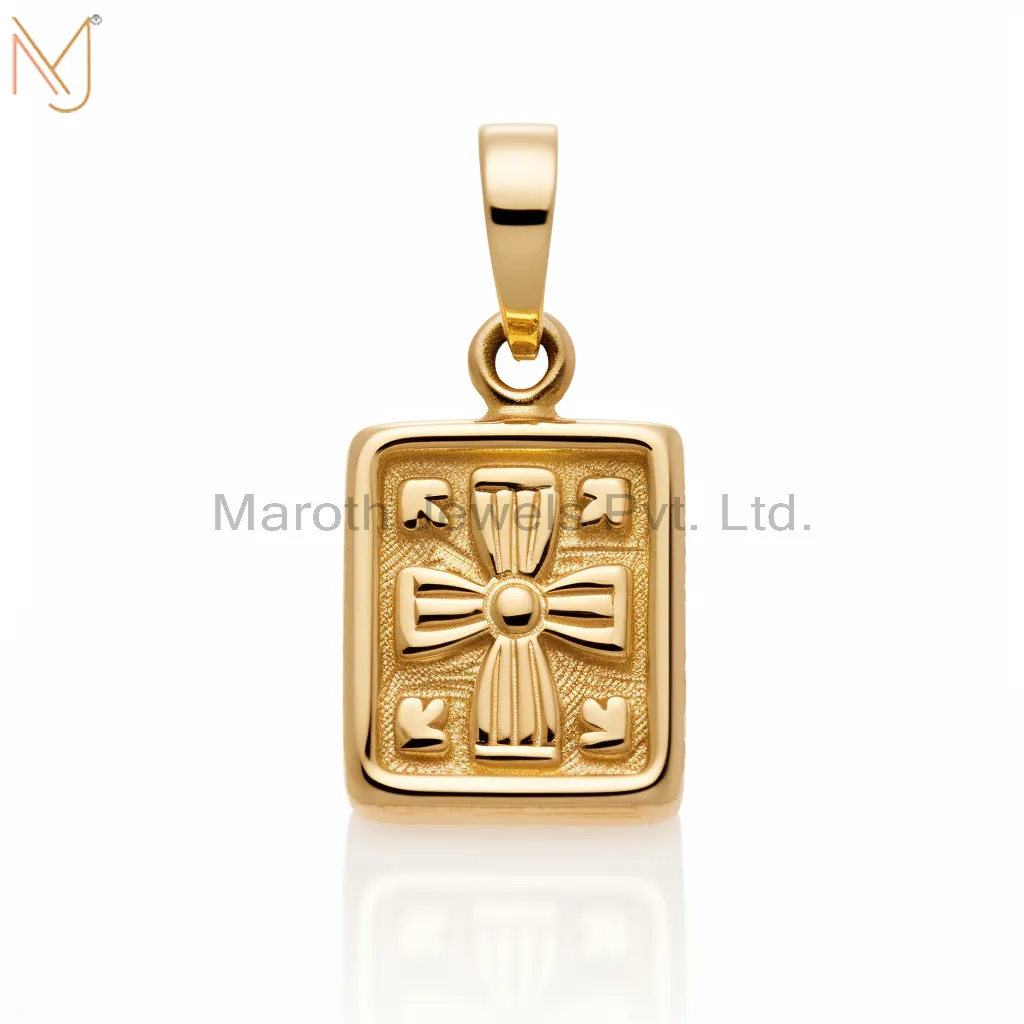 925 Sterling Silver Yellow Gold Plated Christian Spiritual Tabiz Charm Pendant Custom Jewelry