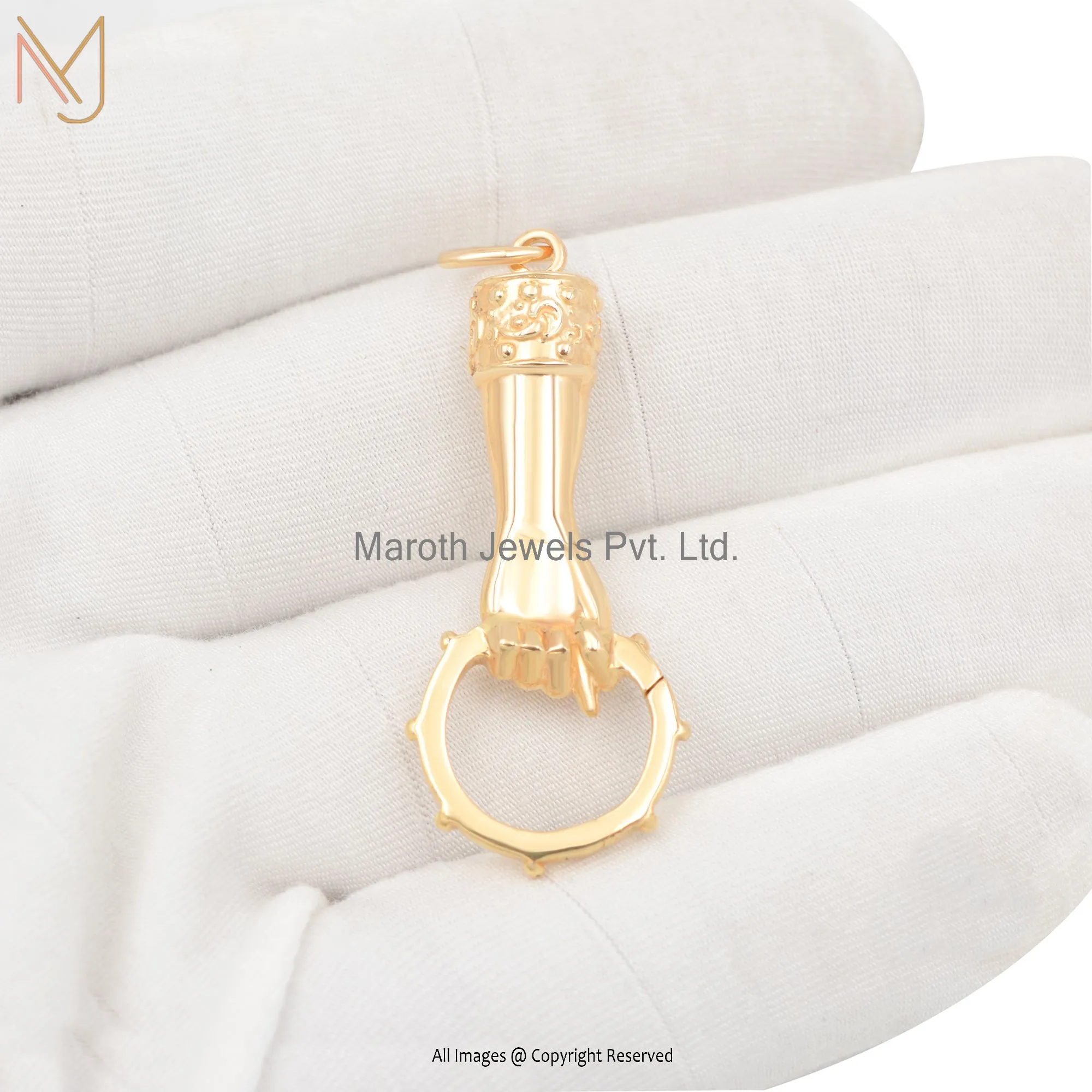 Wholesale 925 Silver Yellow Gold Plated Figa Charm Holder Pendant