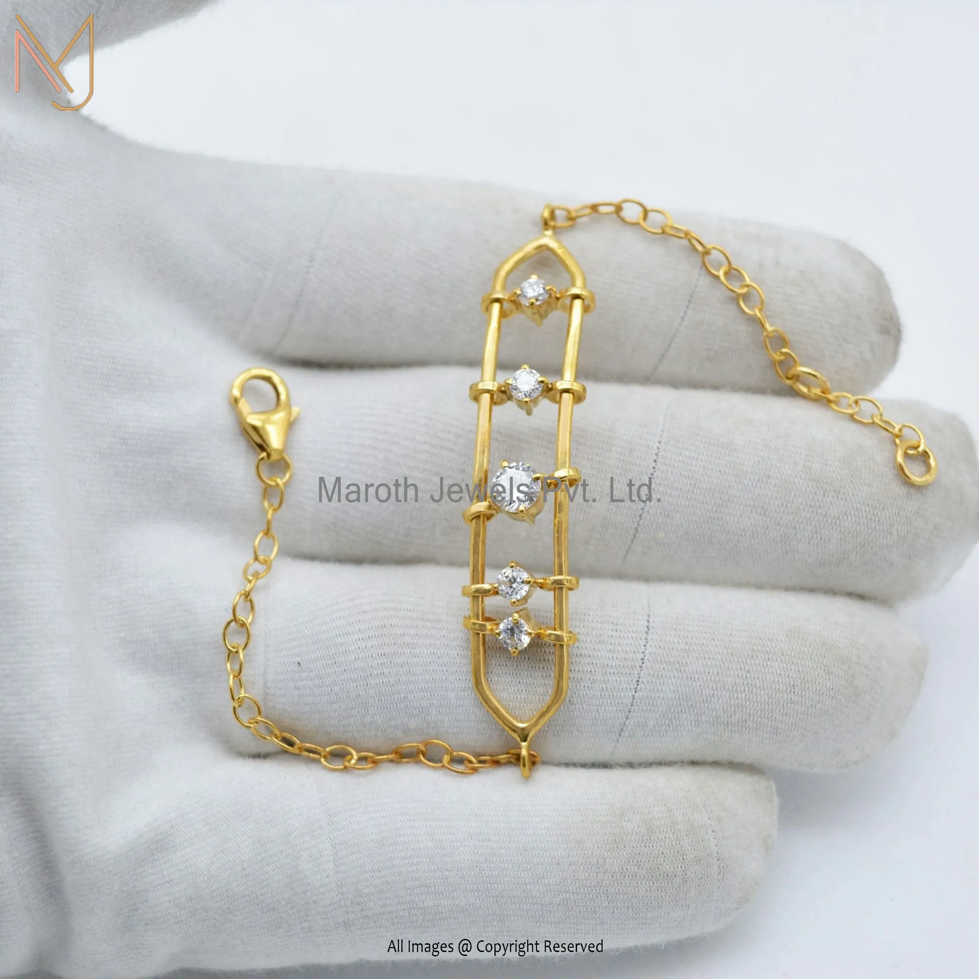 925 Silver Yellow Gold Plated Moissanite Gemstone Moving Bracelet Jewelry USA