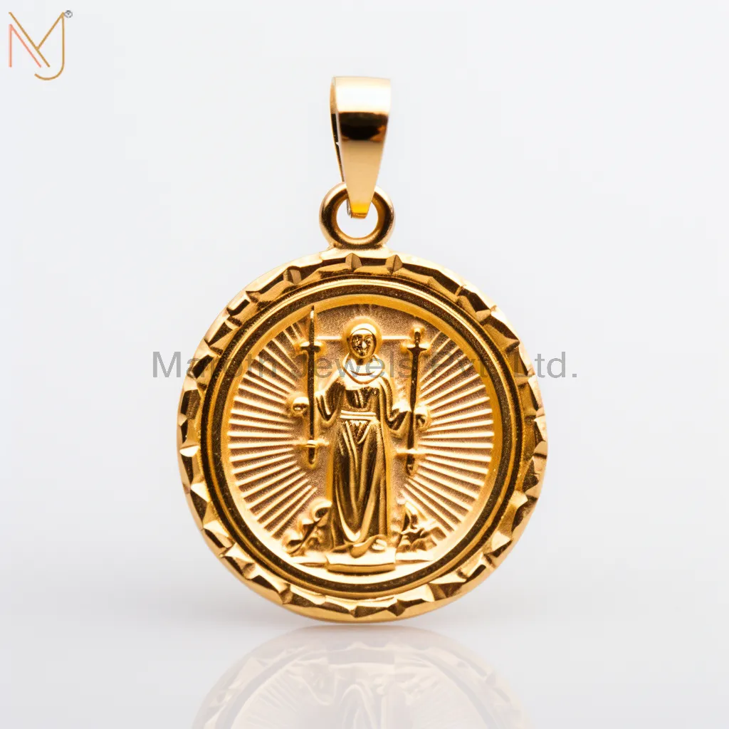 Wholesale 925 Sterling Silver Yellow Gold Plated Christian Spiritual Charm Pendant Jewelry