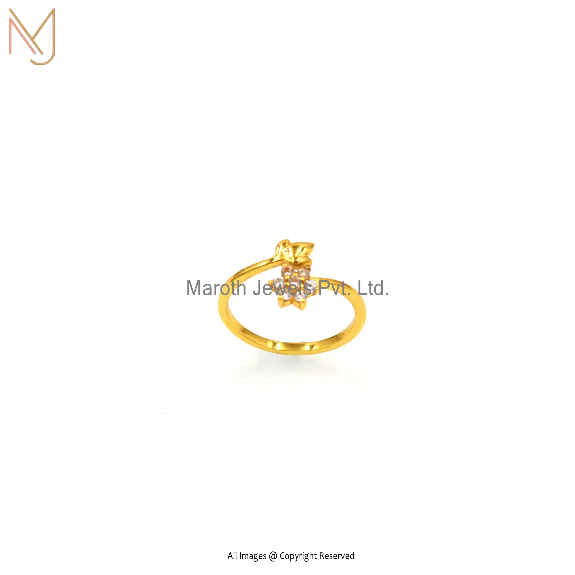 Wholesale 925 Silver Yellow Gold Plated Cubic Zircon Ring