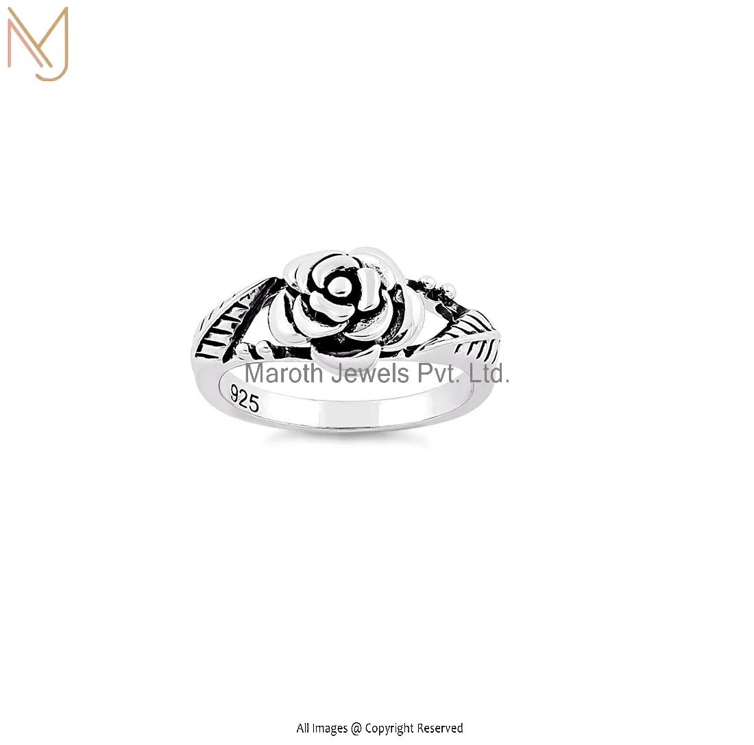 92.5 Sterling Silver Rose Flower Ring Jewelry Supplier