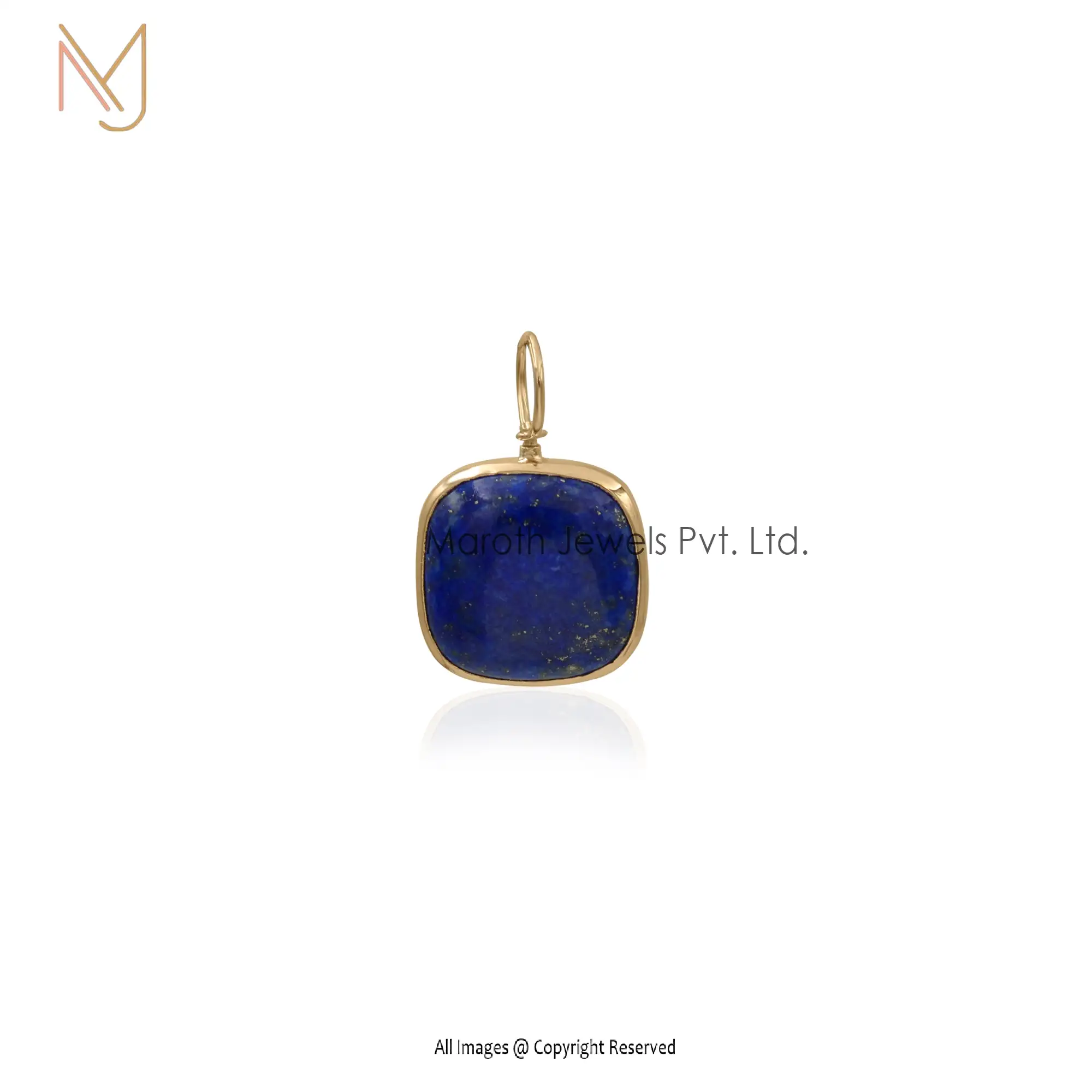 14K Yellow Gold Lapis Lazuli Square Pendant Jewelry Manufacturer