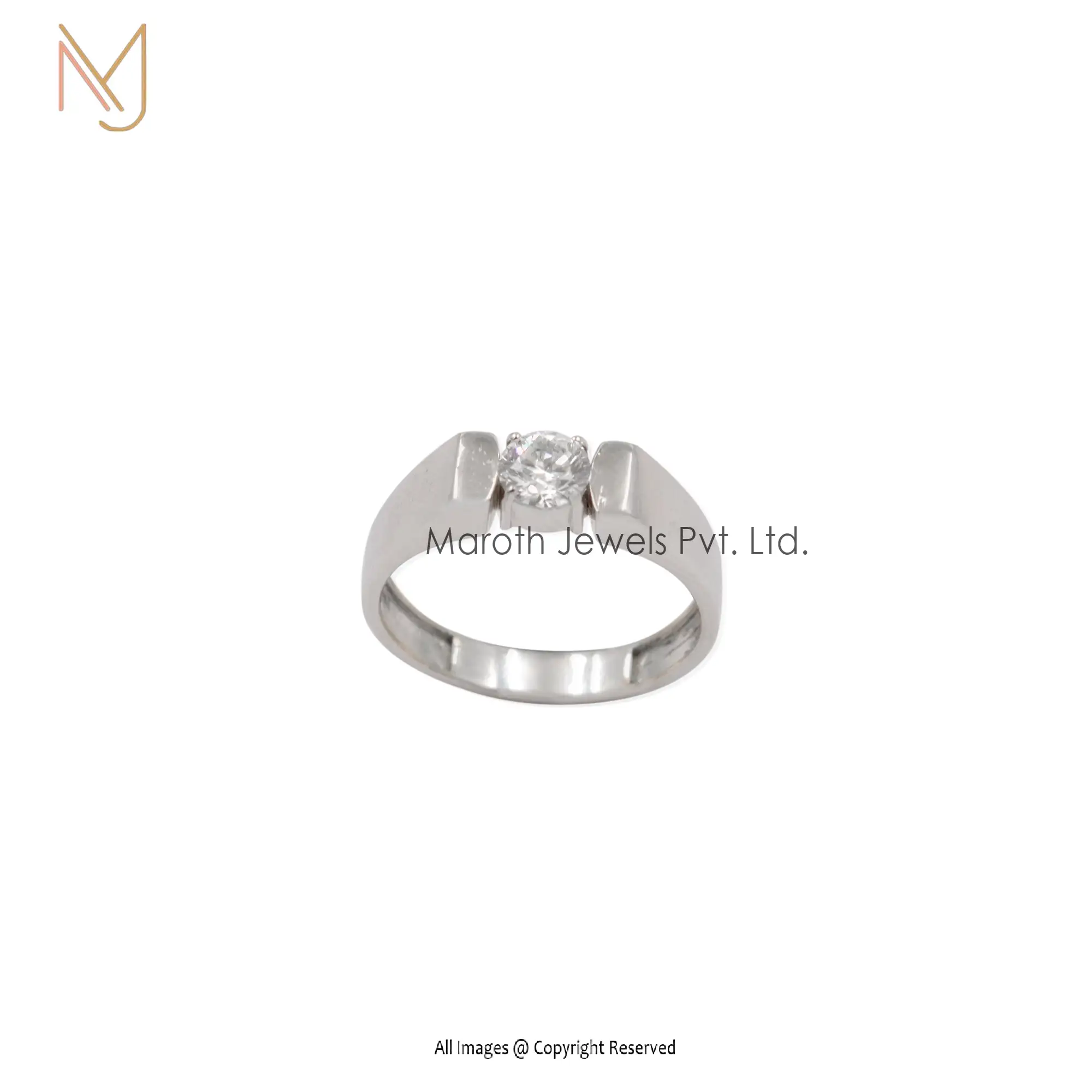 925 Silver White Gold SI GH Diamond Band Ring Manufacturer