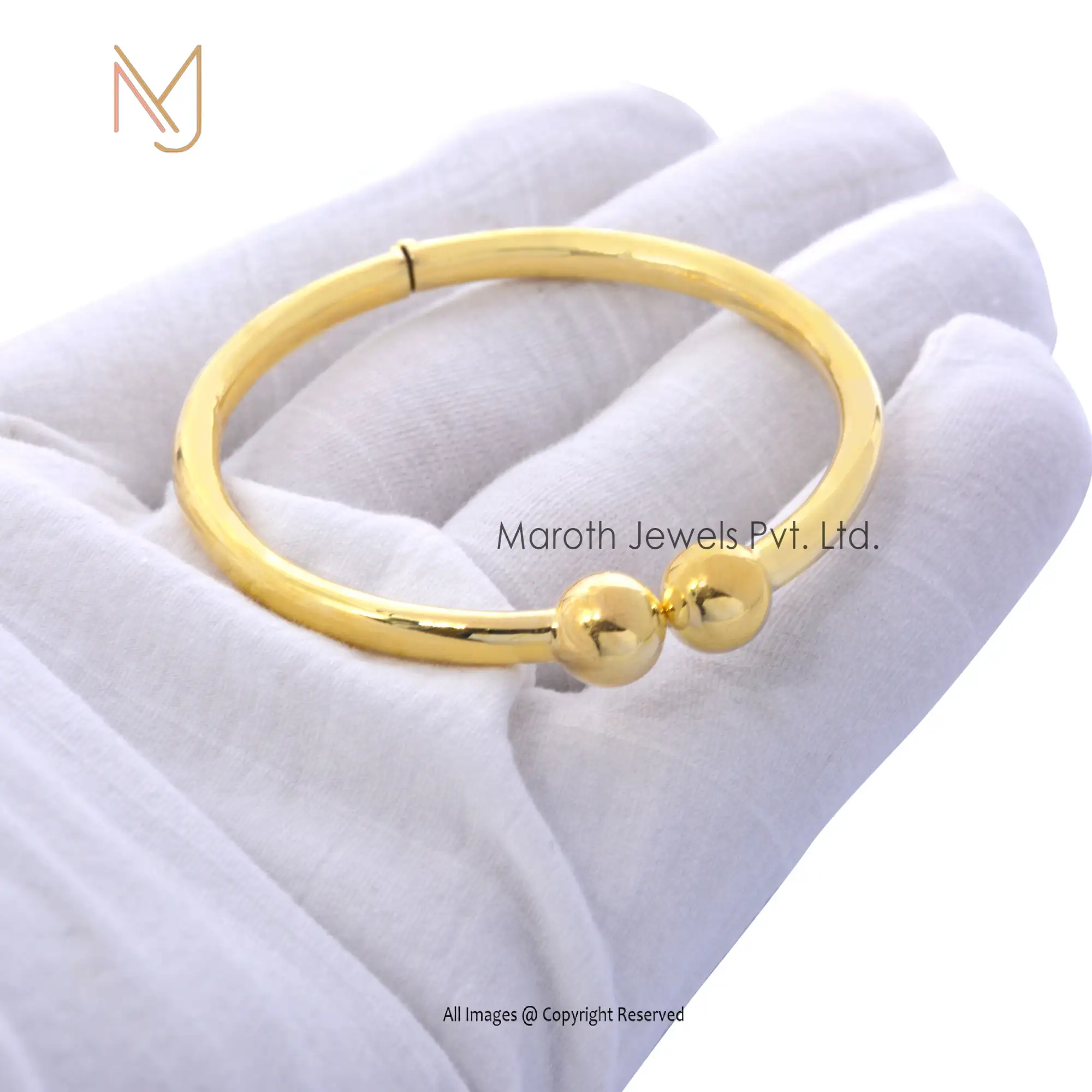 14K Yellow Gold Plated Baby Boy Spring System Cuff Bangle Manufacturer