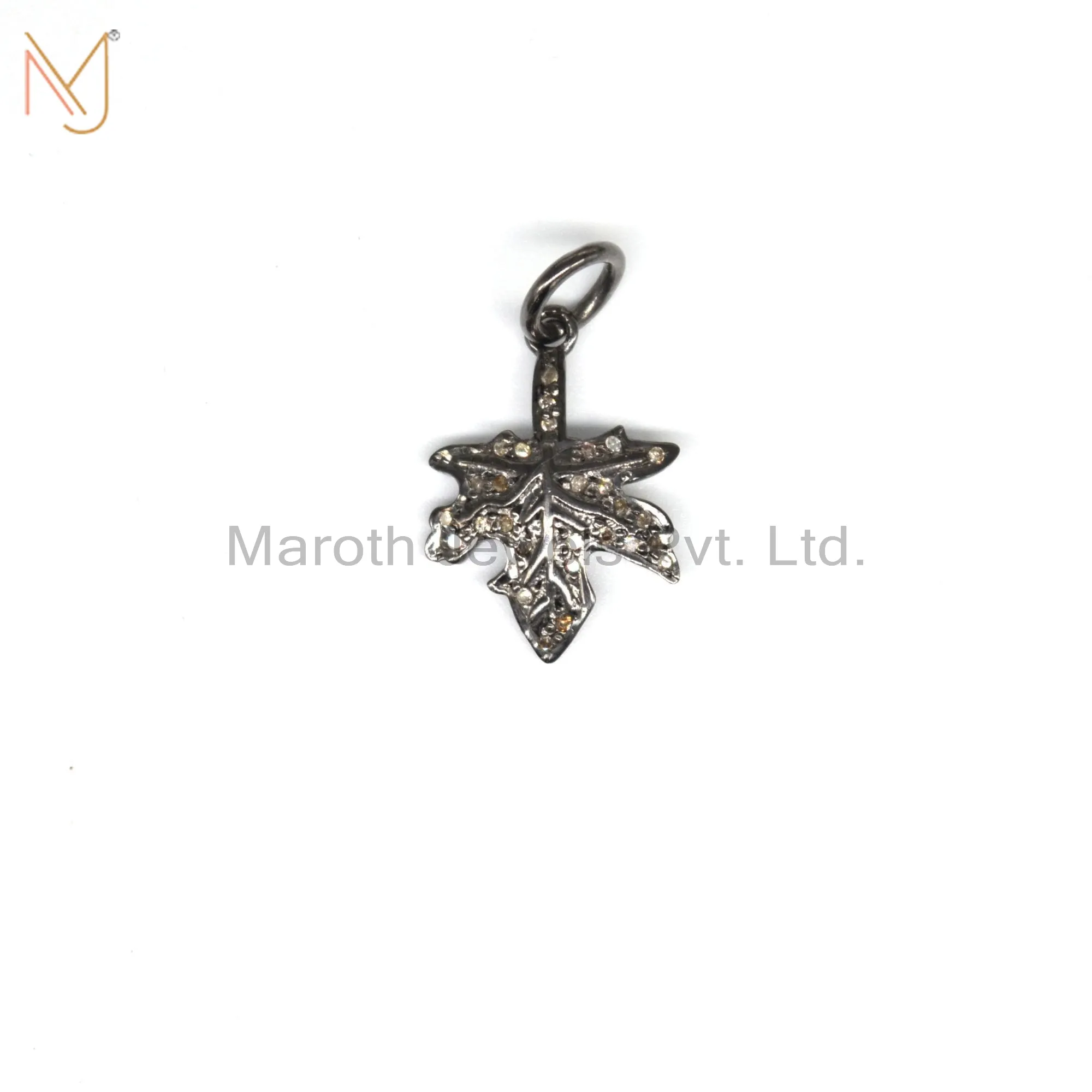 925 Silver Black Rhodium Plated Pave Diamond Charms Pendant Custom Jewelry