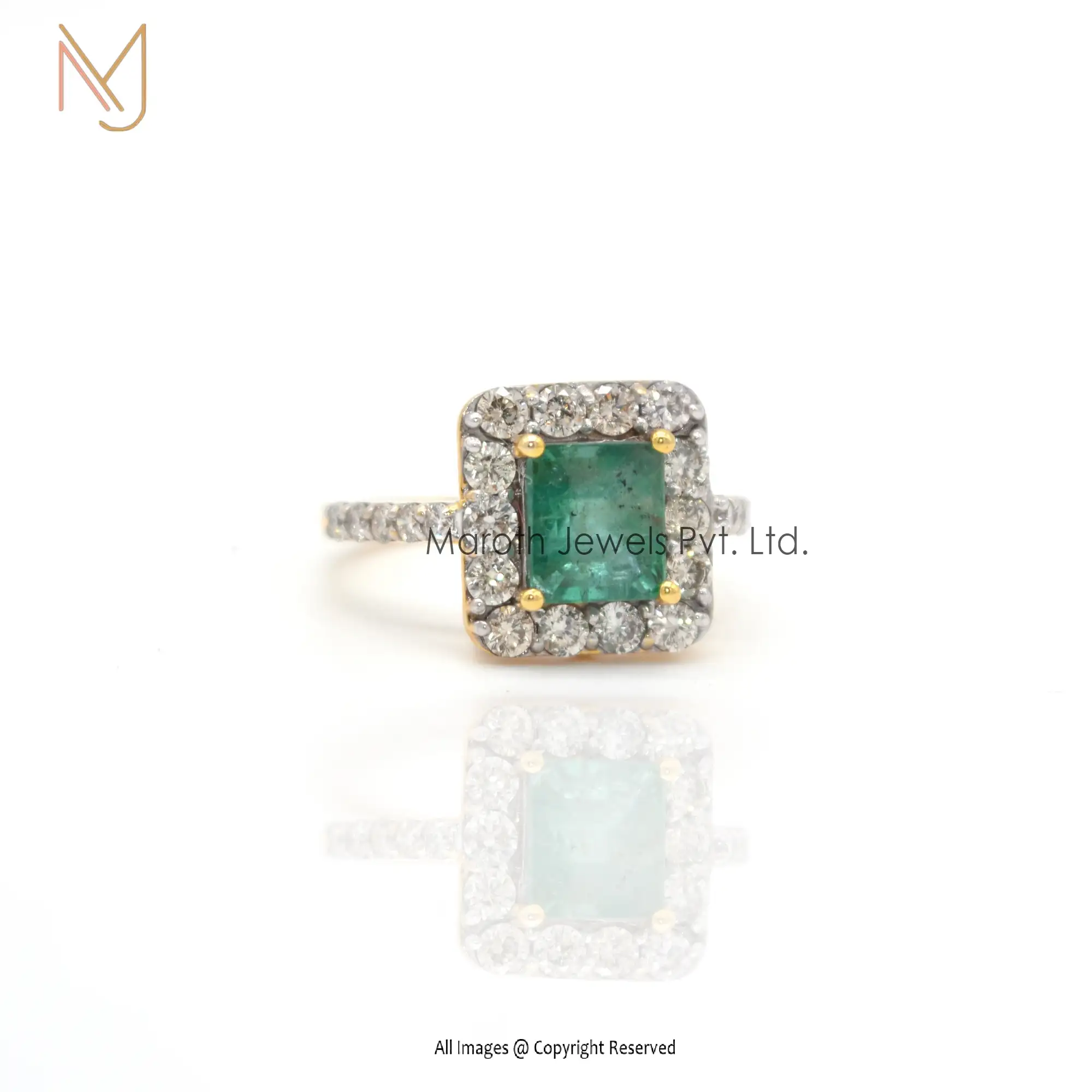 925 Silver Pave Diamond Emerald Gemstone Ring Manufacturer