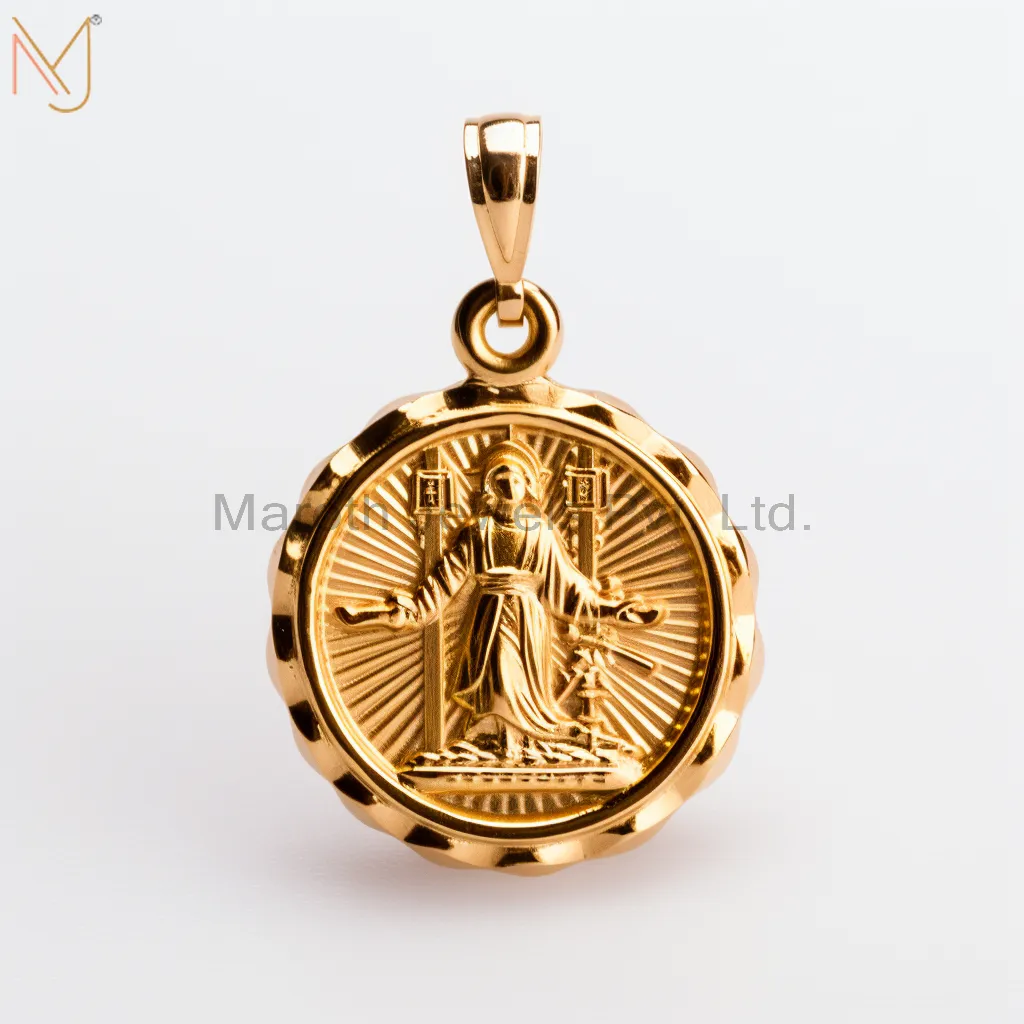 925 Sterling Silver Yellow Gold Plated Christian Spiritual Charm Pendant Jewelry Supplier