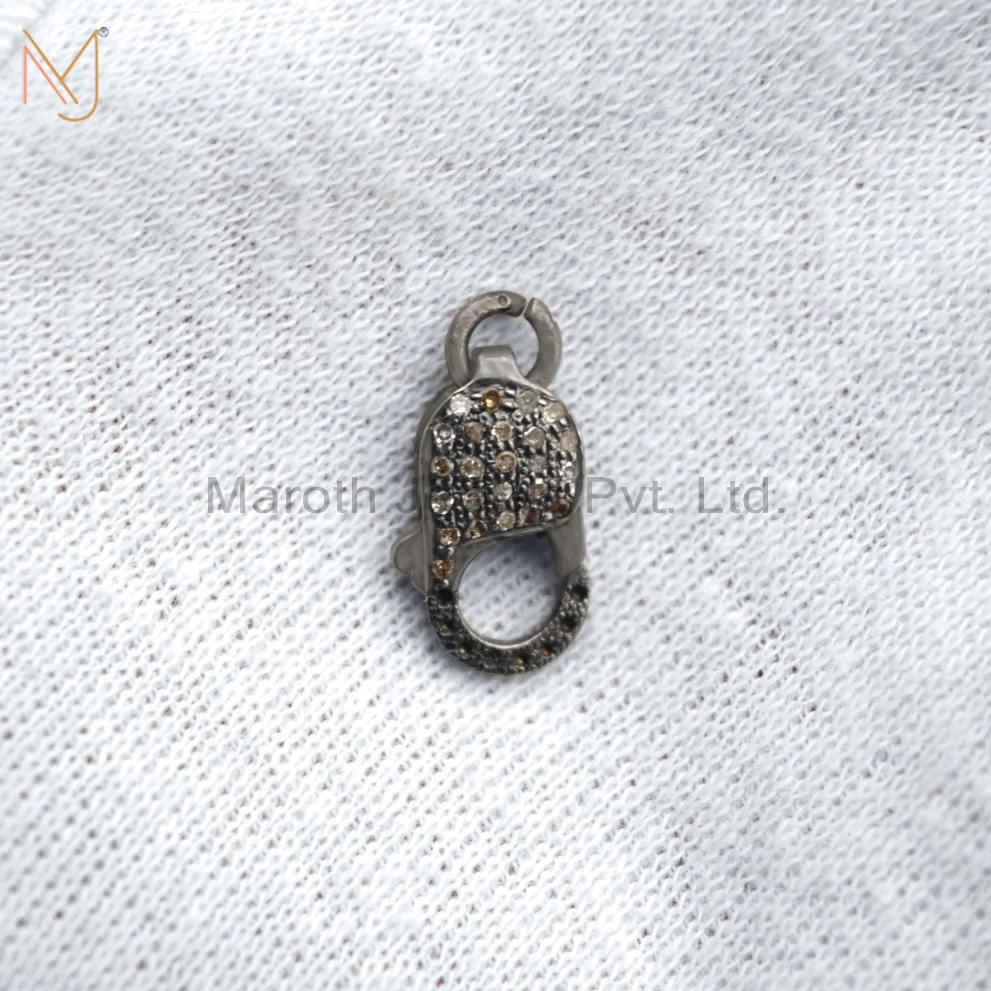 925 Silver Black Rhodium Pave Diamond Lobster Lock Finding Jewelry Manufacturer