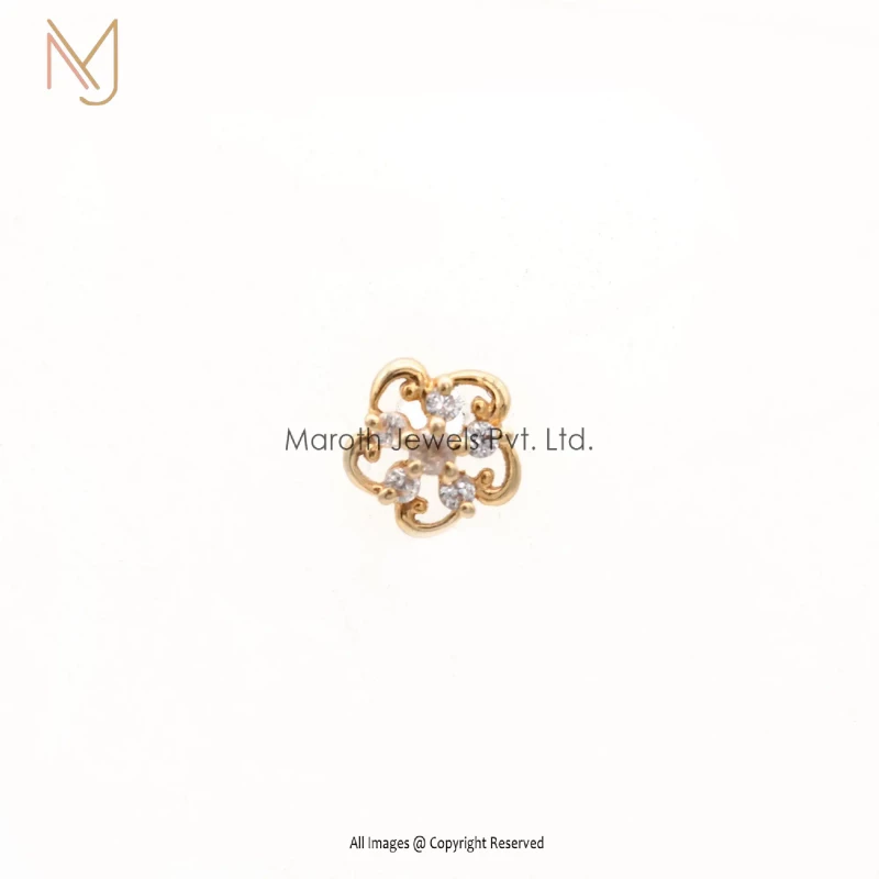 14K Yellow Gold Diamond Flower Piercing Manufacturer