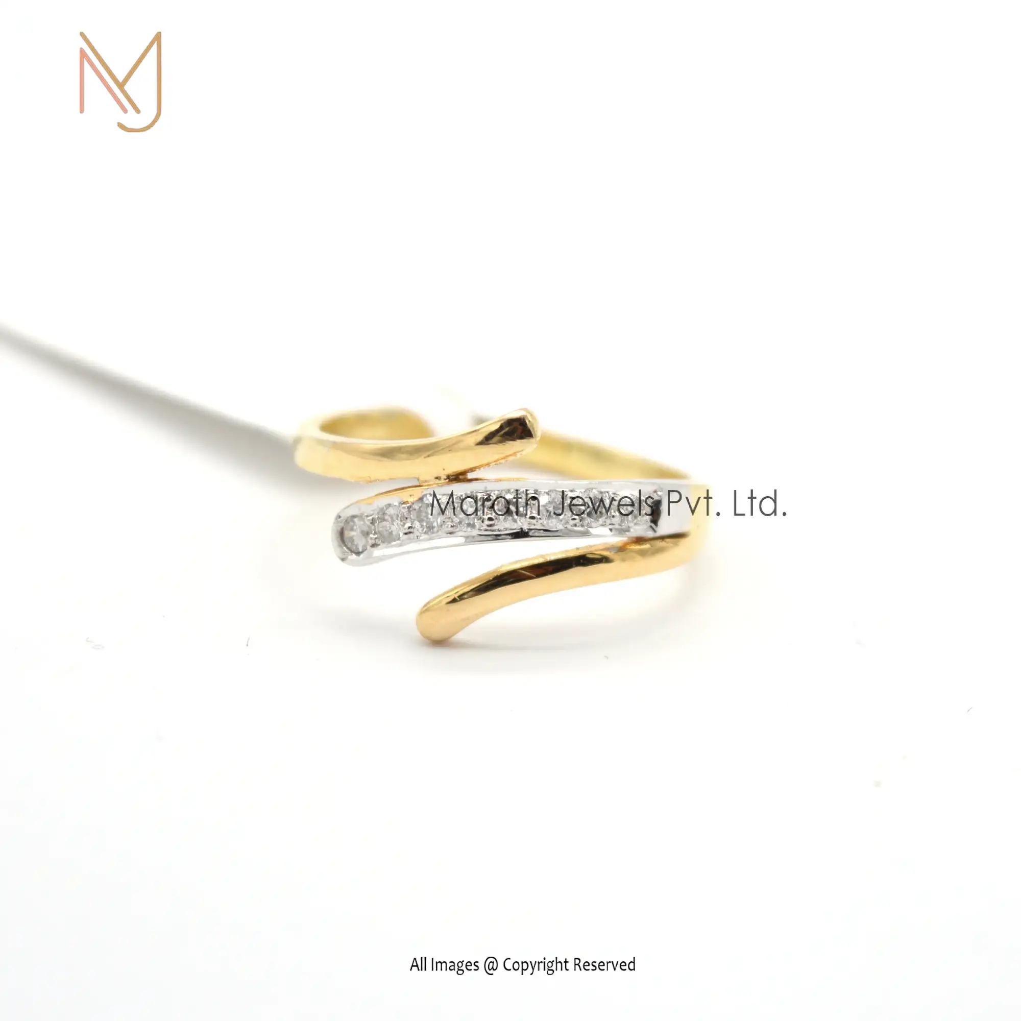 925 Sterling Silver Yellow Gold & White Gold Plated White Cubic Zircon Ring Jewelry Manufacturer