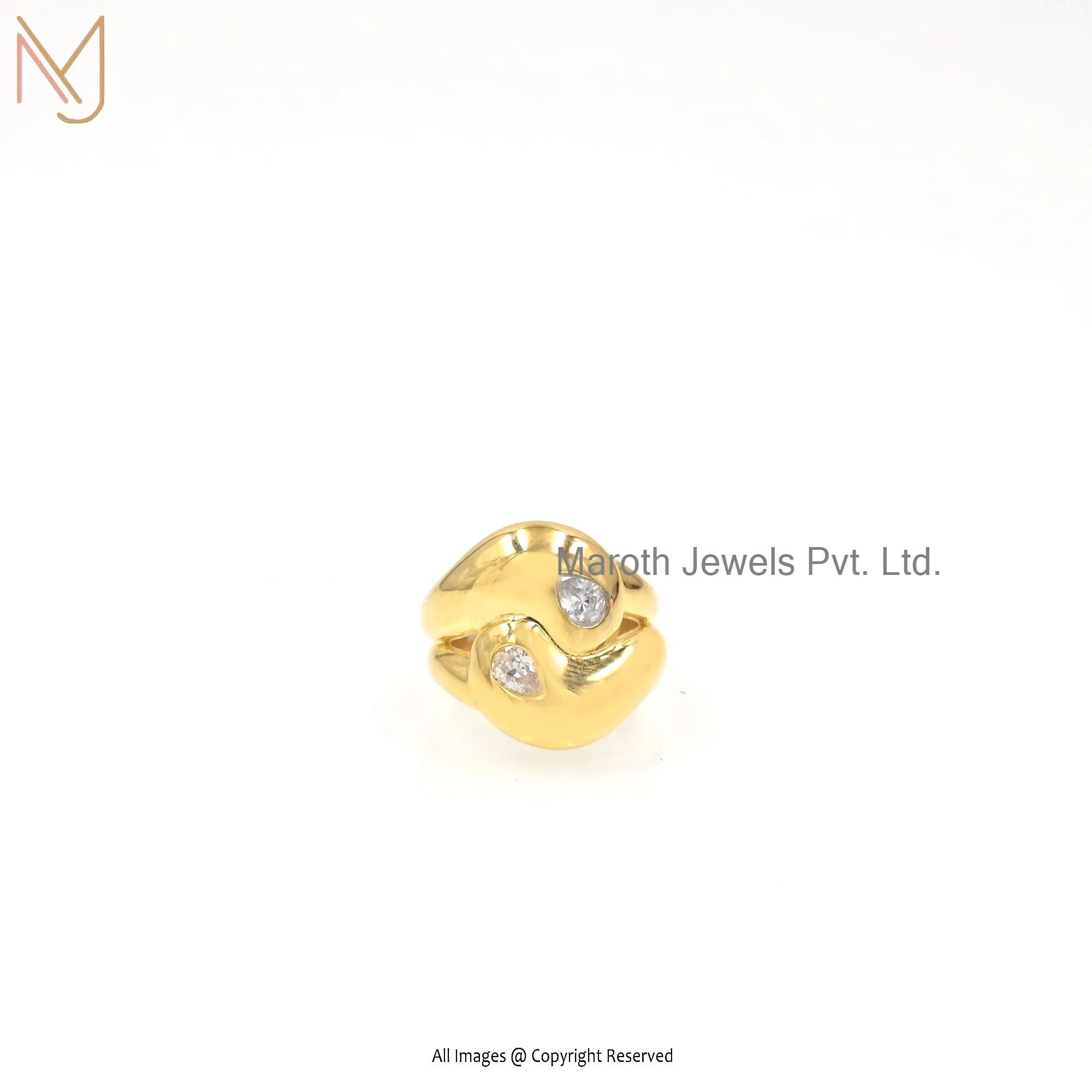 925 Silver Yellow Gold White Topaz Ring Jewelry Supplier