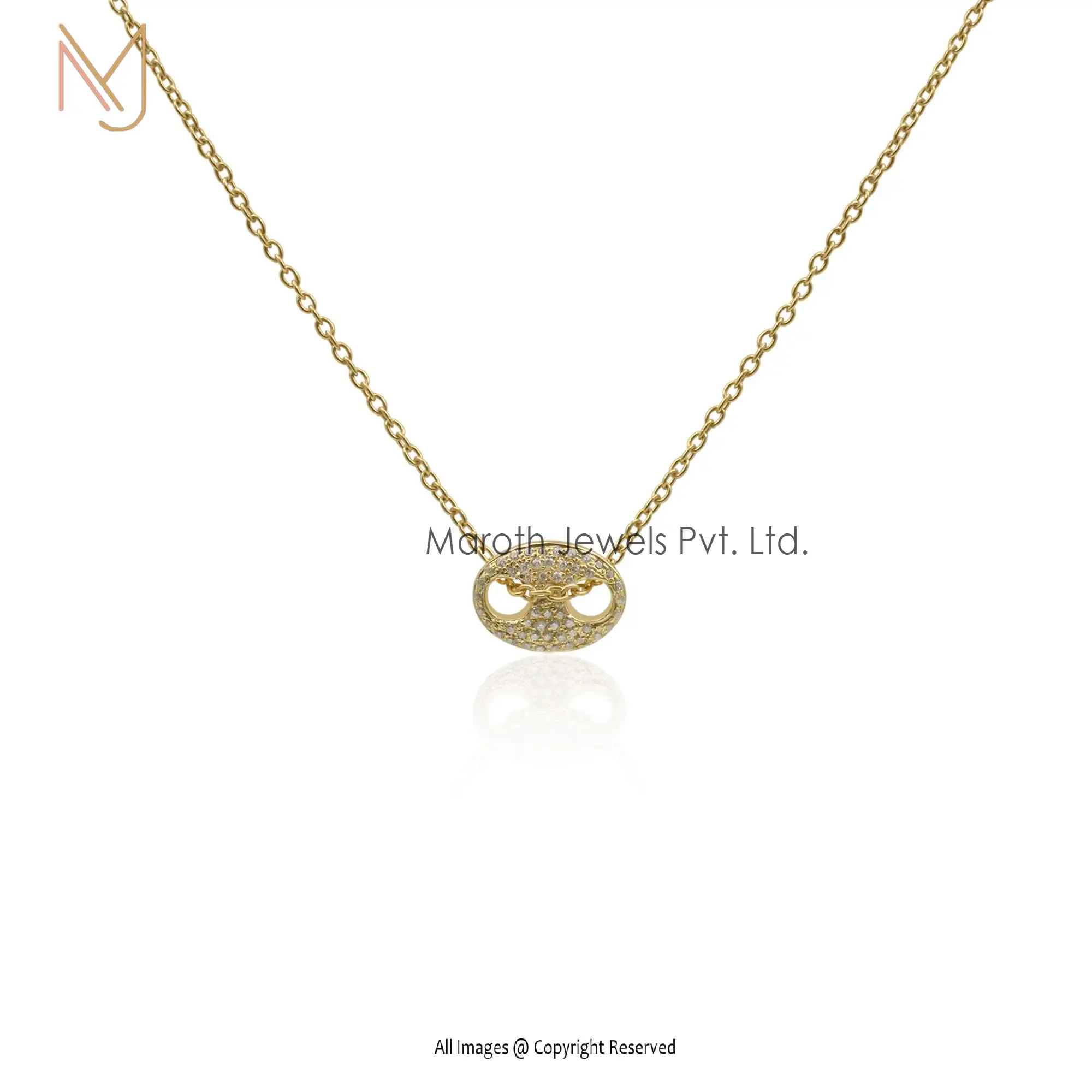 925 Silver Yellow Gold Plated Puff Mariner Pendant Jewelry Supplier