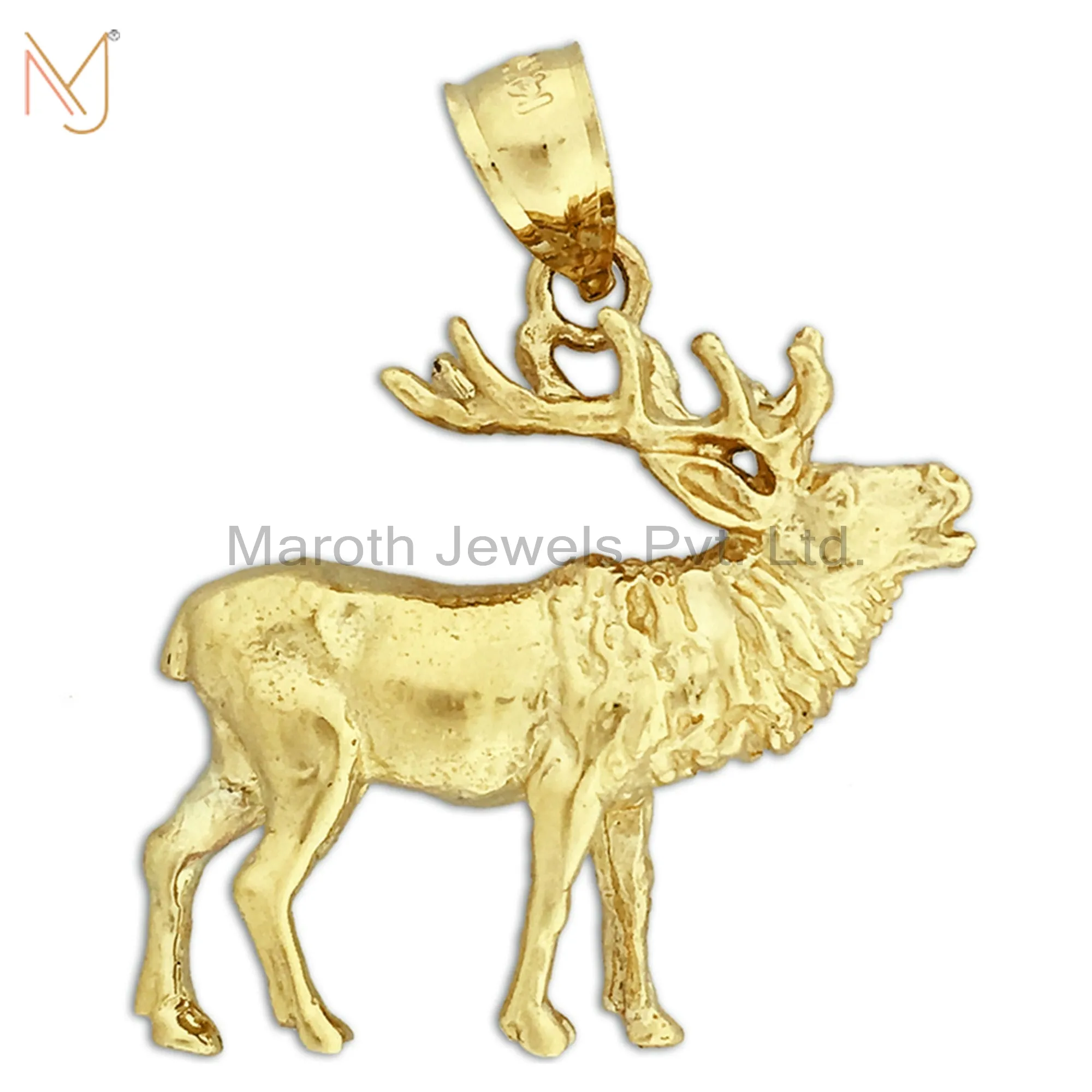 925 Silver Yellow Gold Plated Moose Charm Pendant Jewelry Manufacturer