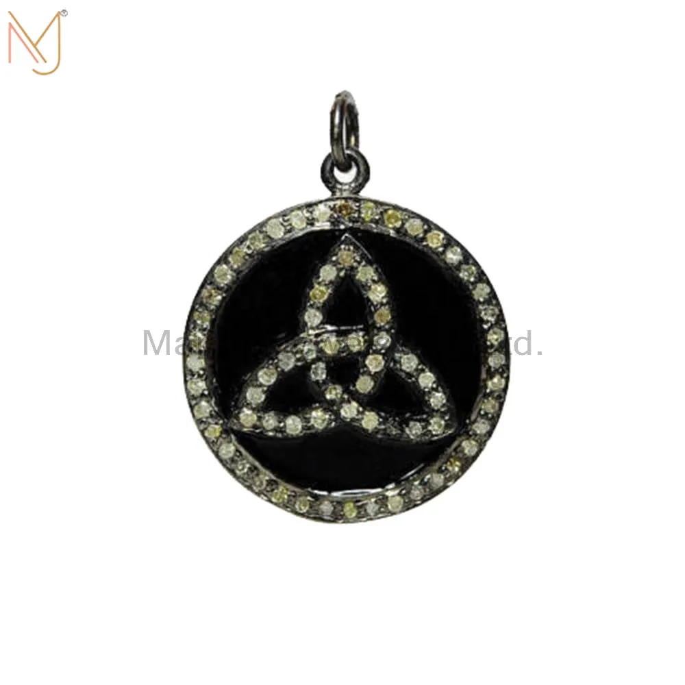 925 Sterling Silver Vintage Style Black Enamel Designer Charm Pendant Jewelry Manufacturer