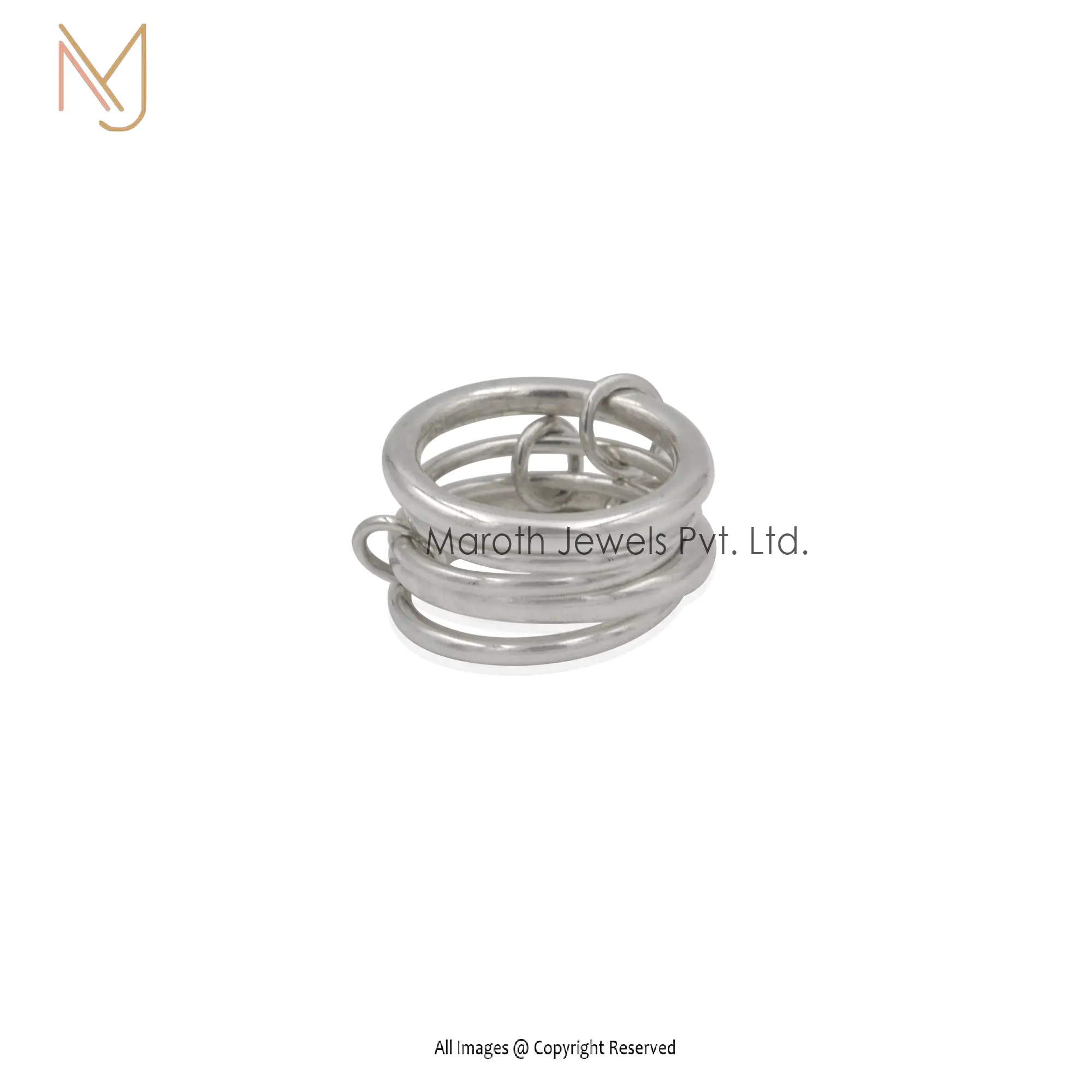 925 Silver Natural Silver Multi Link Connected Ring Jewelry Manufacturer