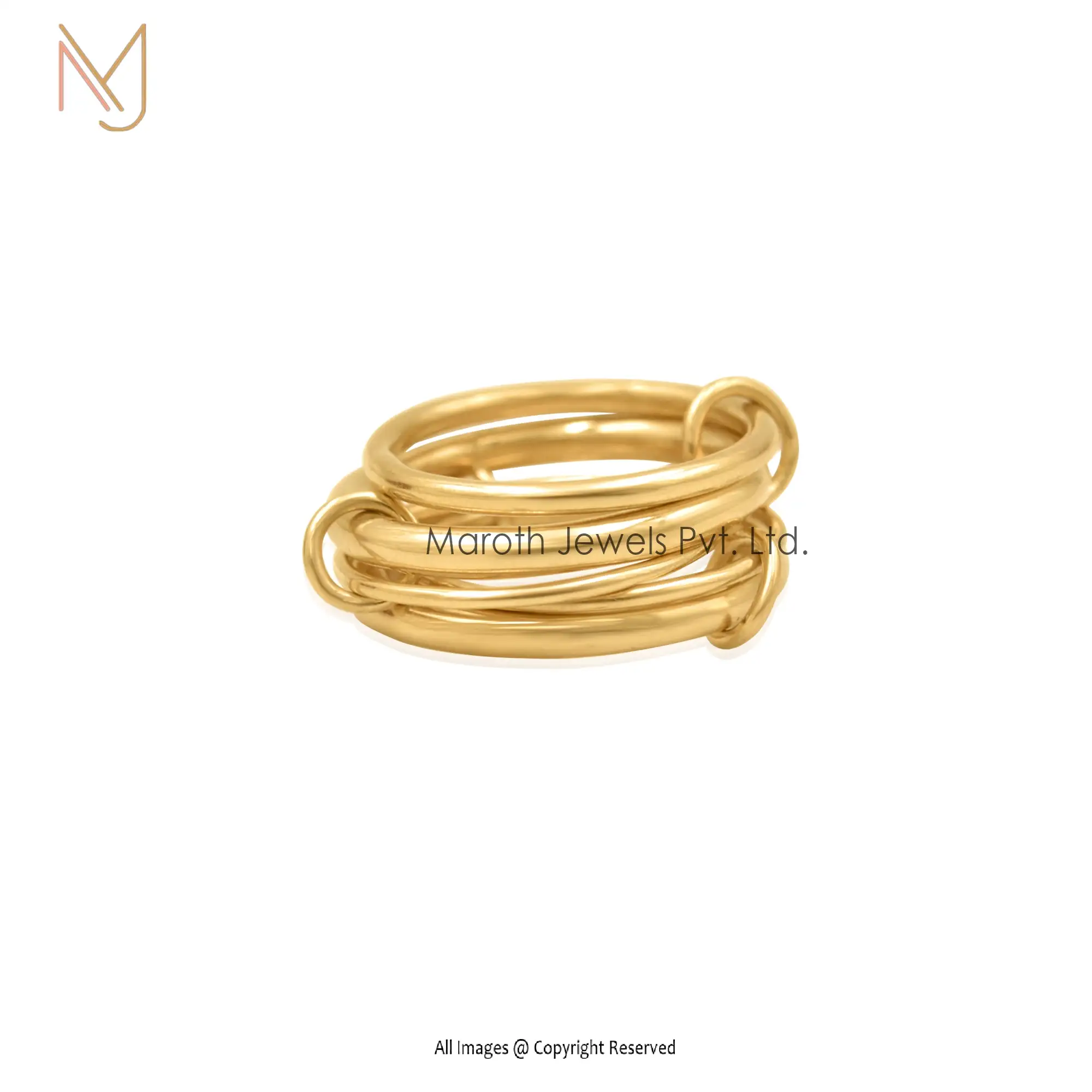 14K Gold Multi Link Connected Ring Jewelry Manufacturer