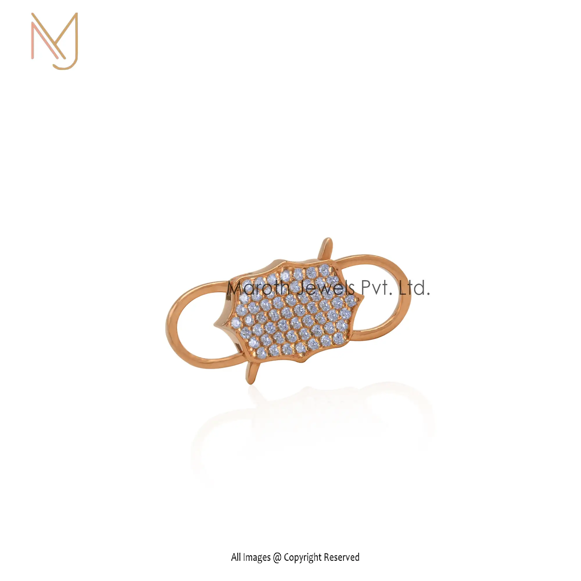 925 Silver Rose Gold Pave Diamond Padlock Pendant Jewelry Manufacturer