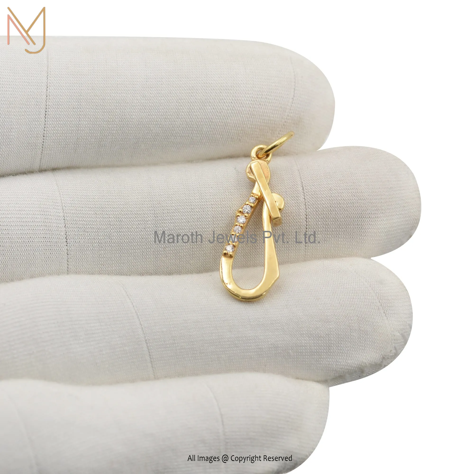 Wholesale 925 Silver Yellow Gold Plated Diamond Charm Holder Enhancer