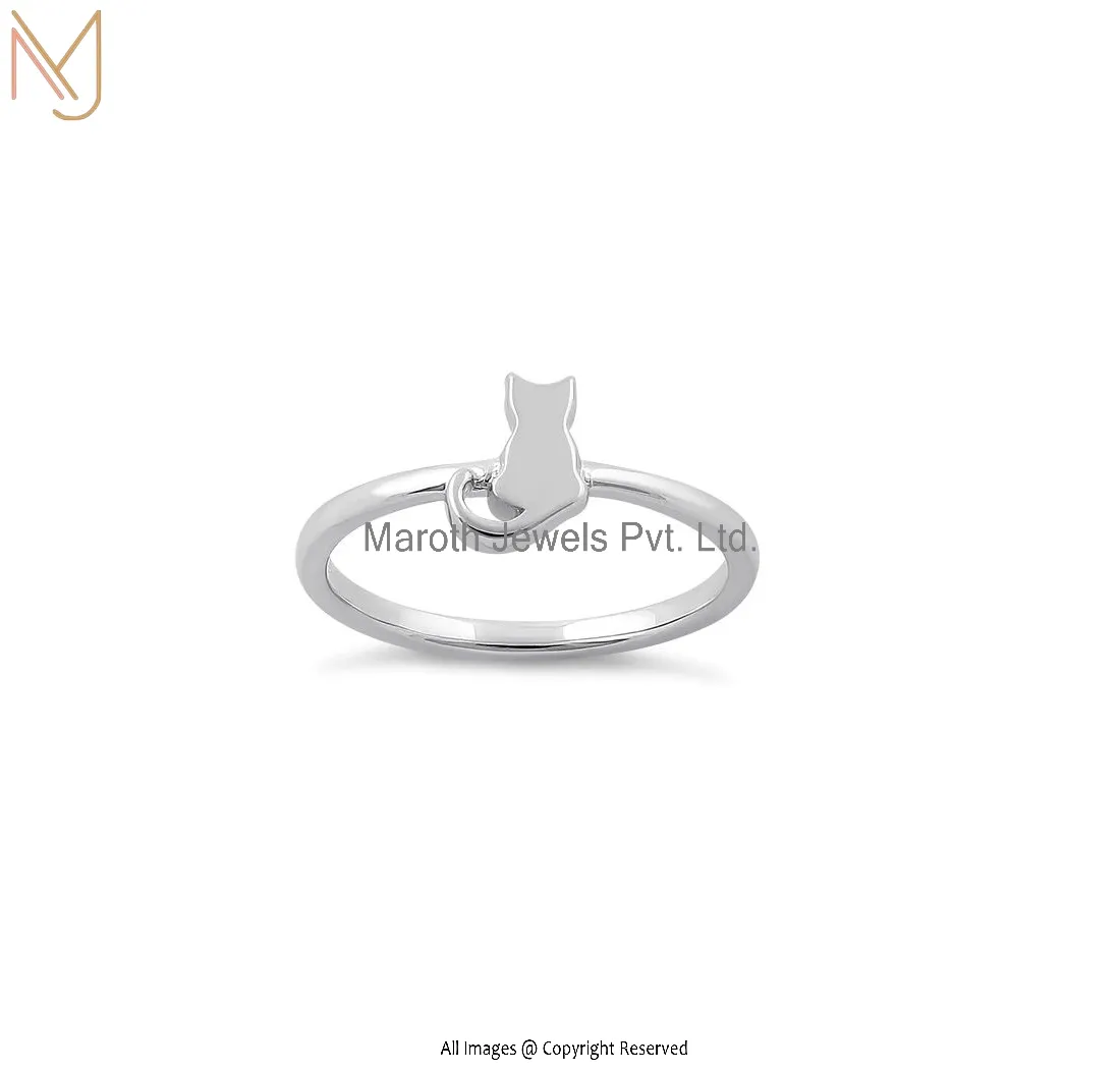 925 Sterling Silver Plain Cat Ring Jewelry Supplier