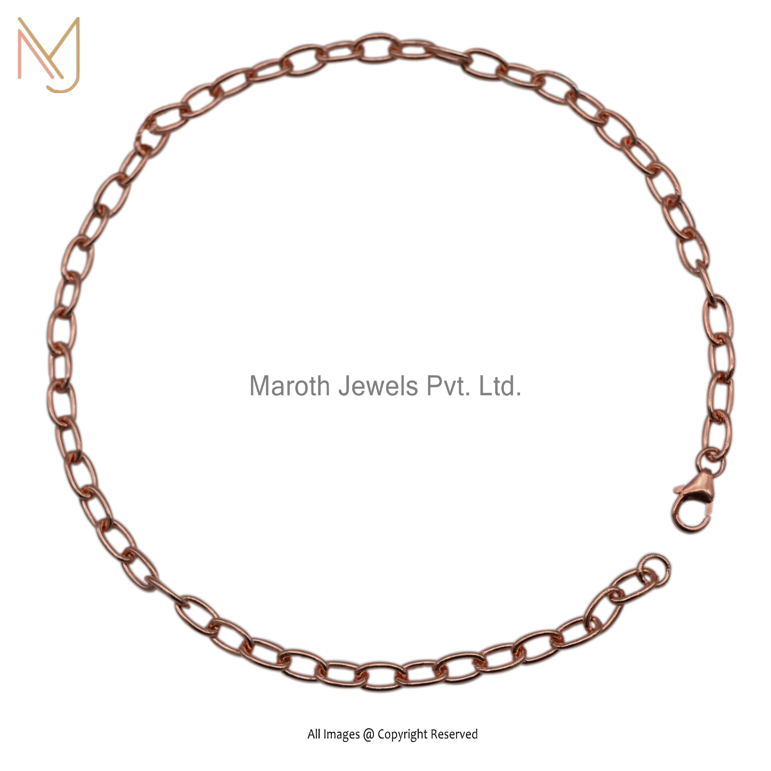 Wholesale 925 Silver Rose Gold Plated Clasp Lock Chain Bracelet Jewelry