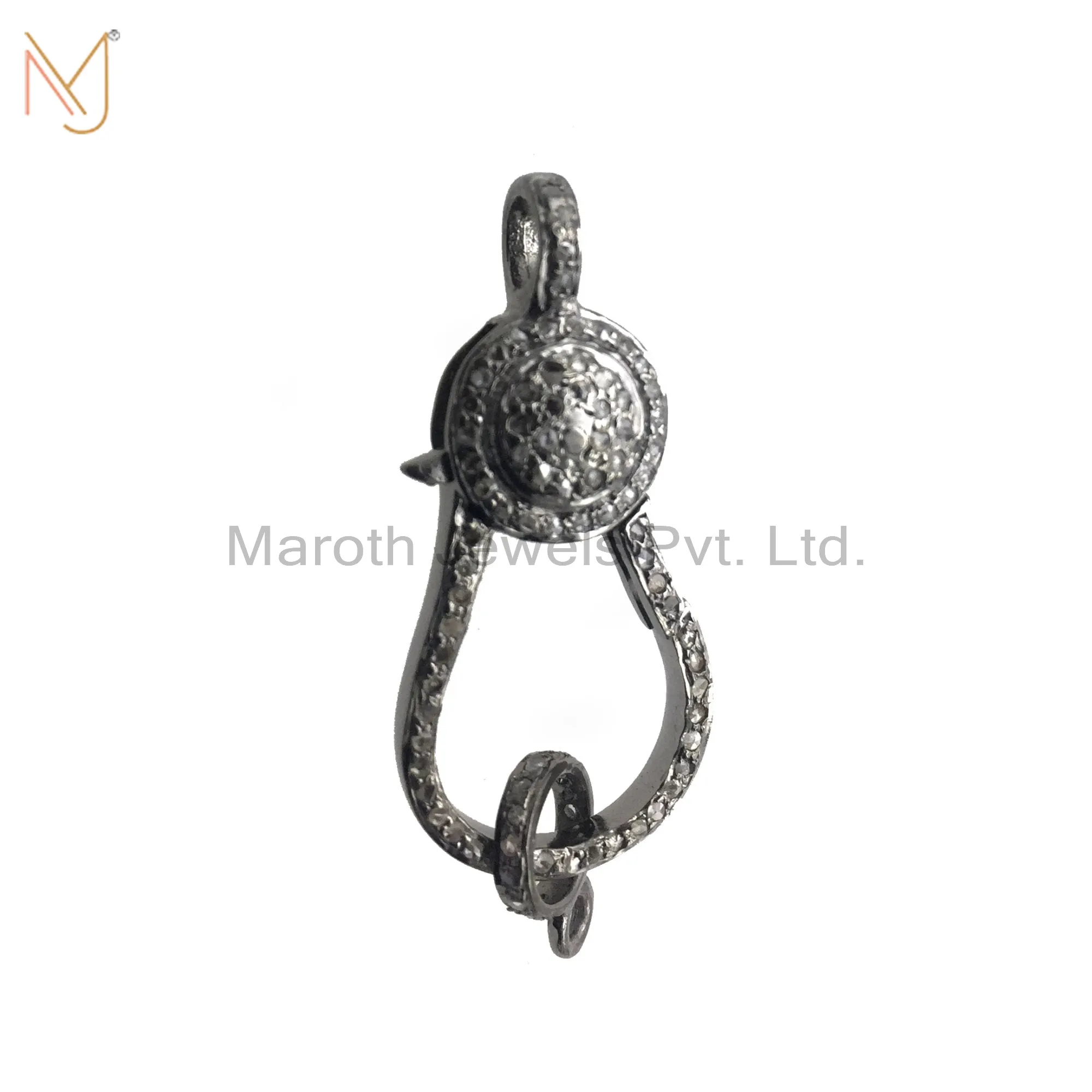 925 Silver RH Diamonds Pave One Side Lobster Clasp Lock Findings Jewelry Manufacturer