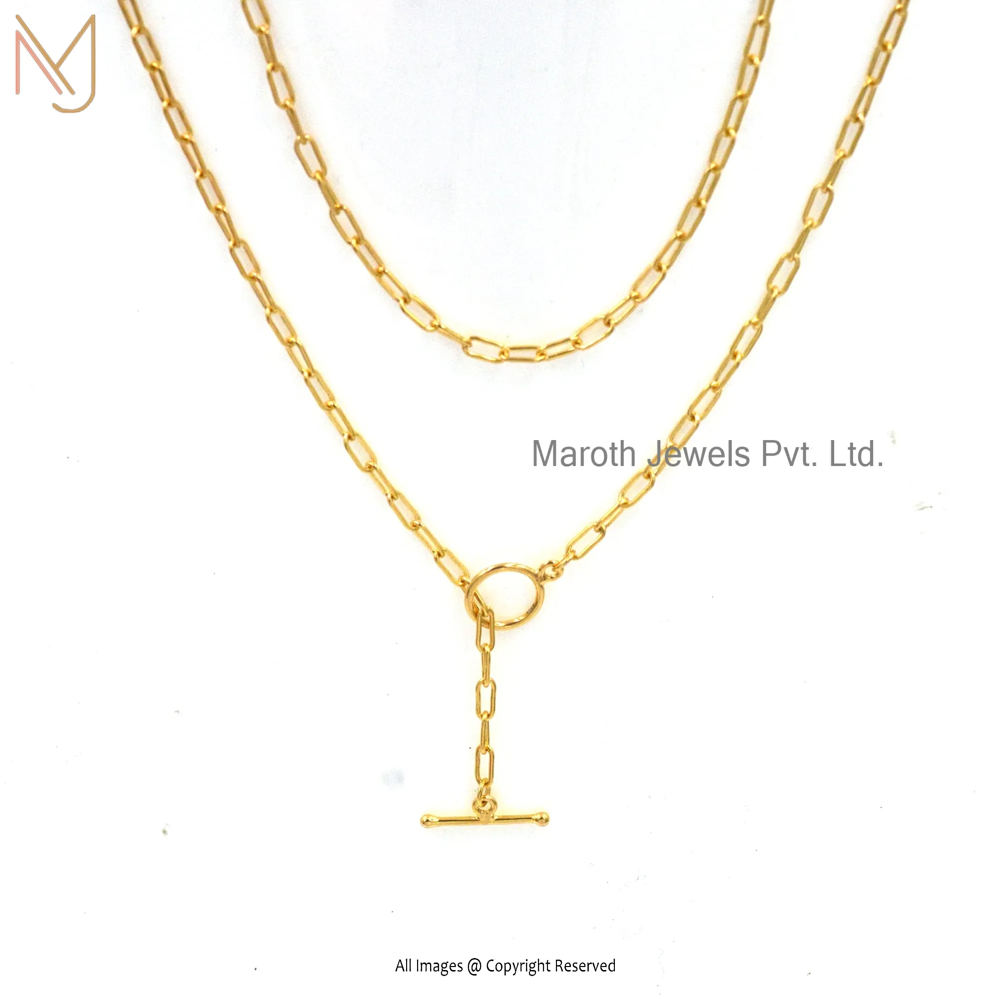 925 Silver Yellow Gold Plated Chain Necklace Jewelry Manufacturer