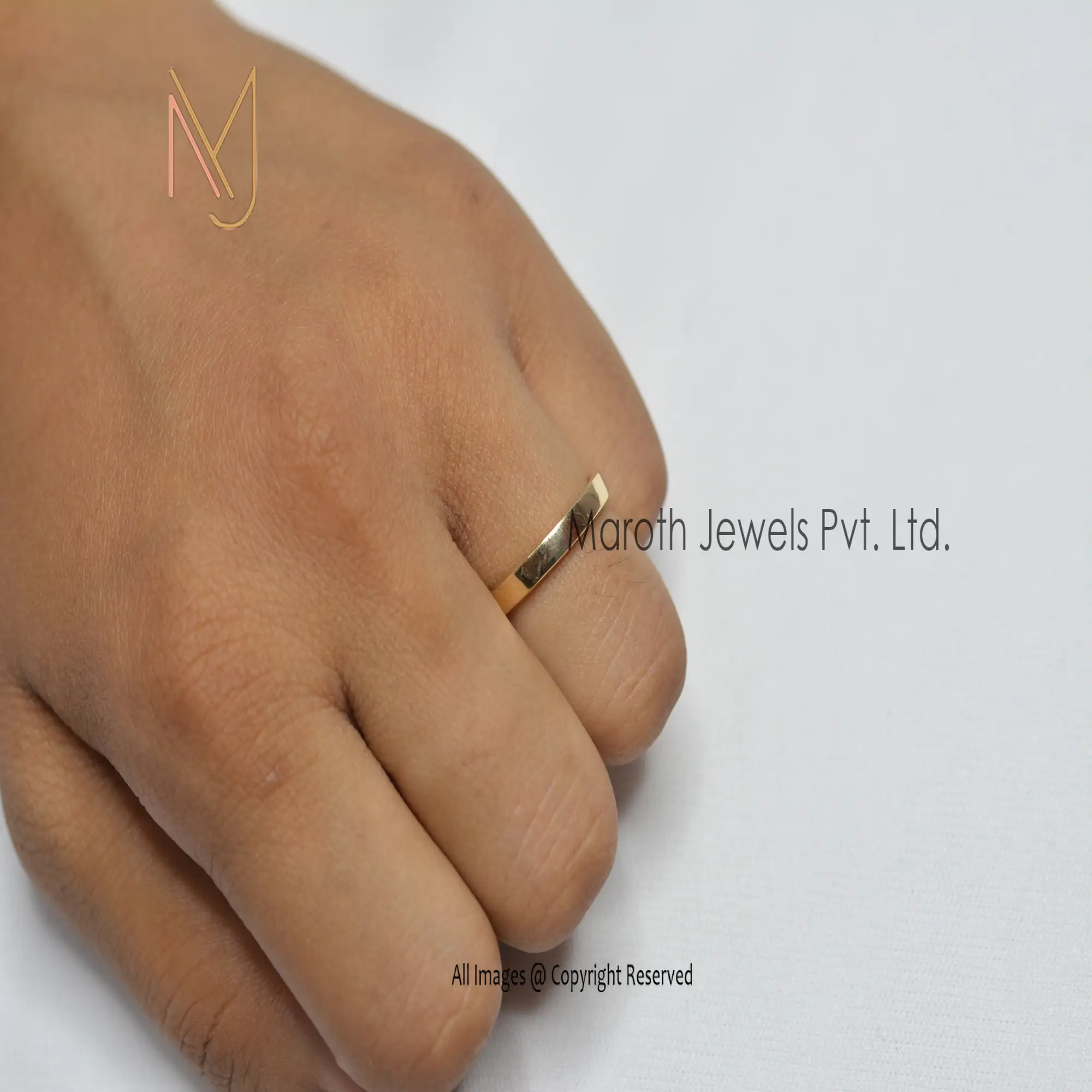 Wholesale 14K Yellow Gold 3 mm width Plain Band Ring