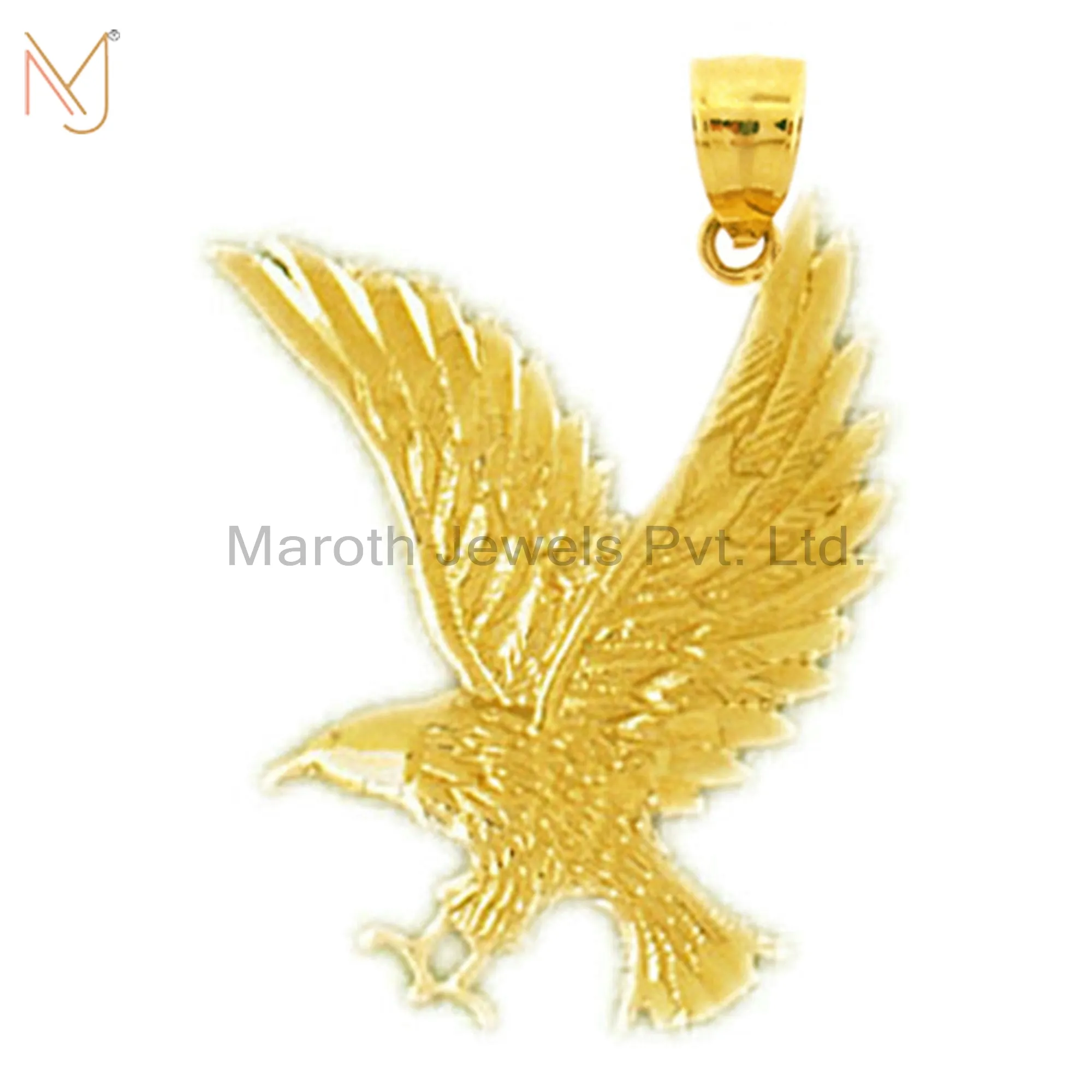 925 Sterling Silver Yellow Gold Plated Eagle Charm Pendant Jewelry Manufacturer