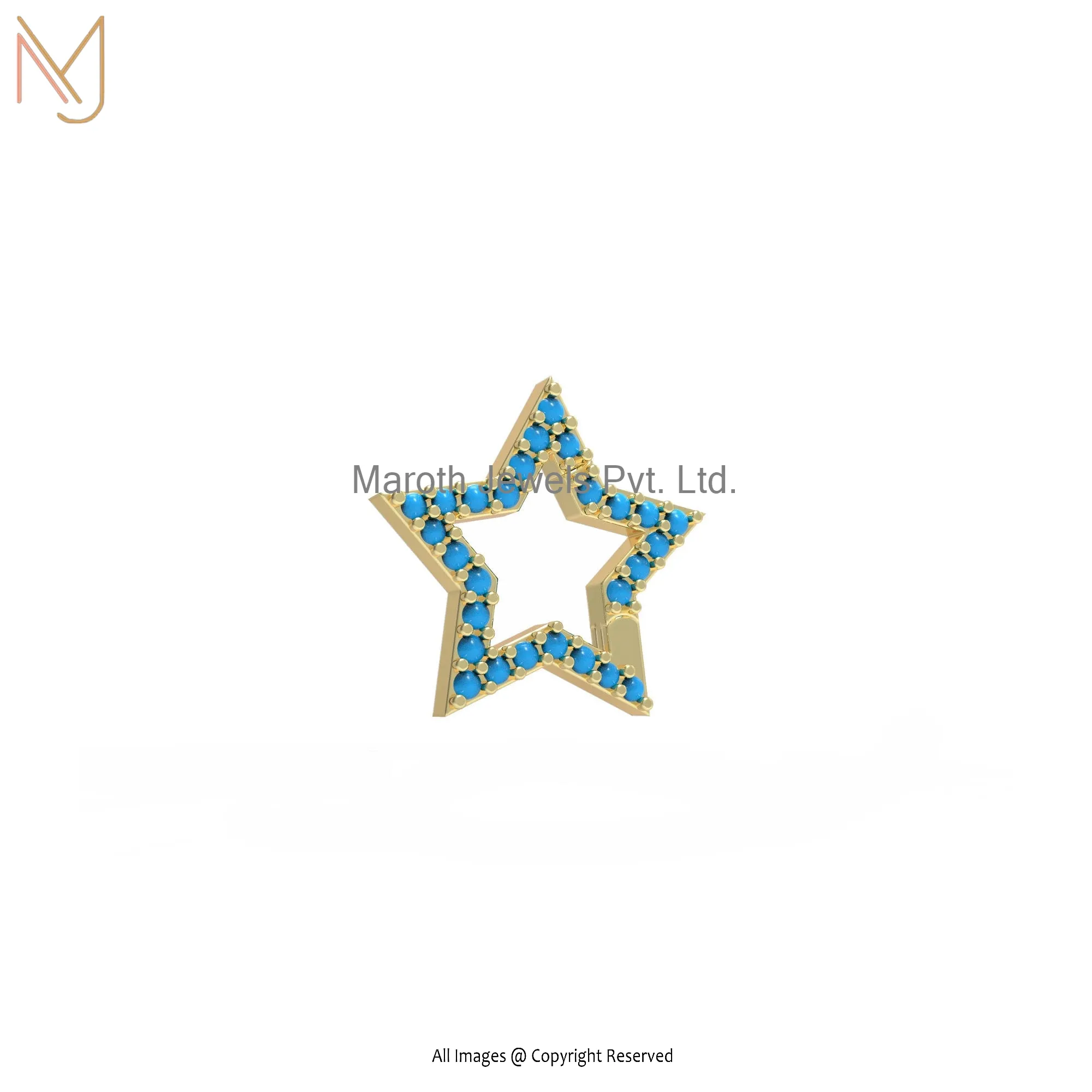 925 Silver Yellow Gold Plated Turquoise Gemstone Star Enhancer Jewelry USA