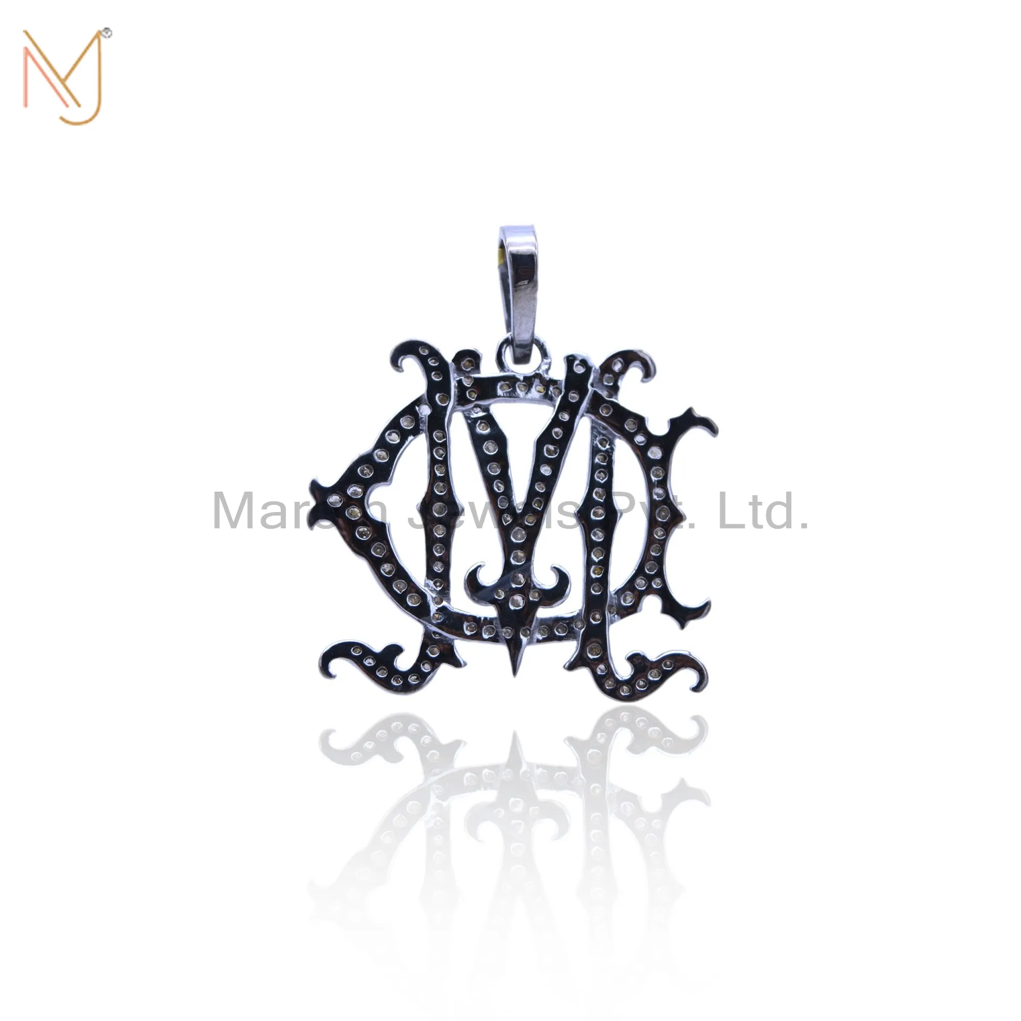 925 Silver Rhodium Plated MD Initial Monogram Pendant Handmade Jewelry Manufacturer