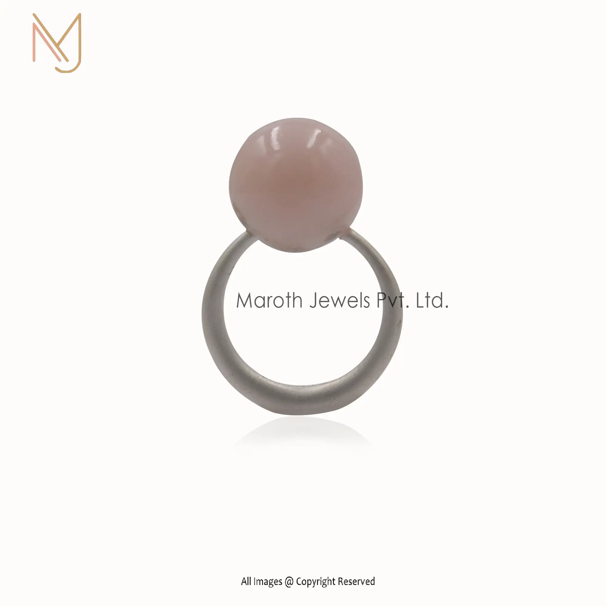 14K White Gold Satin finish 15 MM Pearl Ball Ring Manufacturer