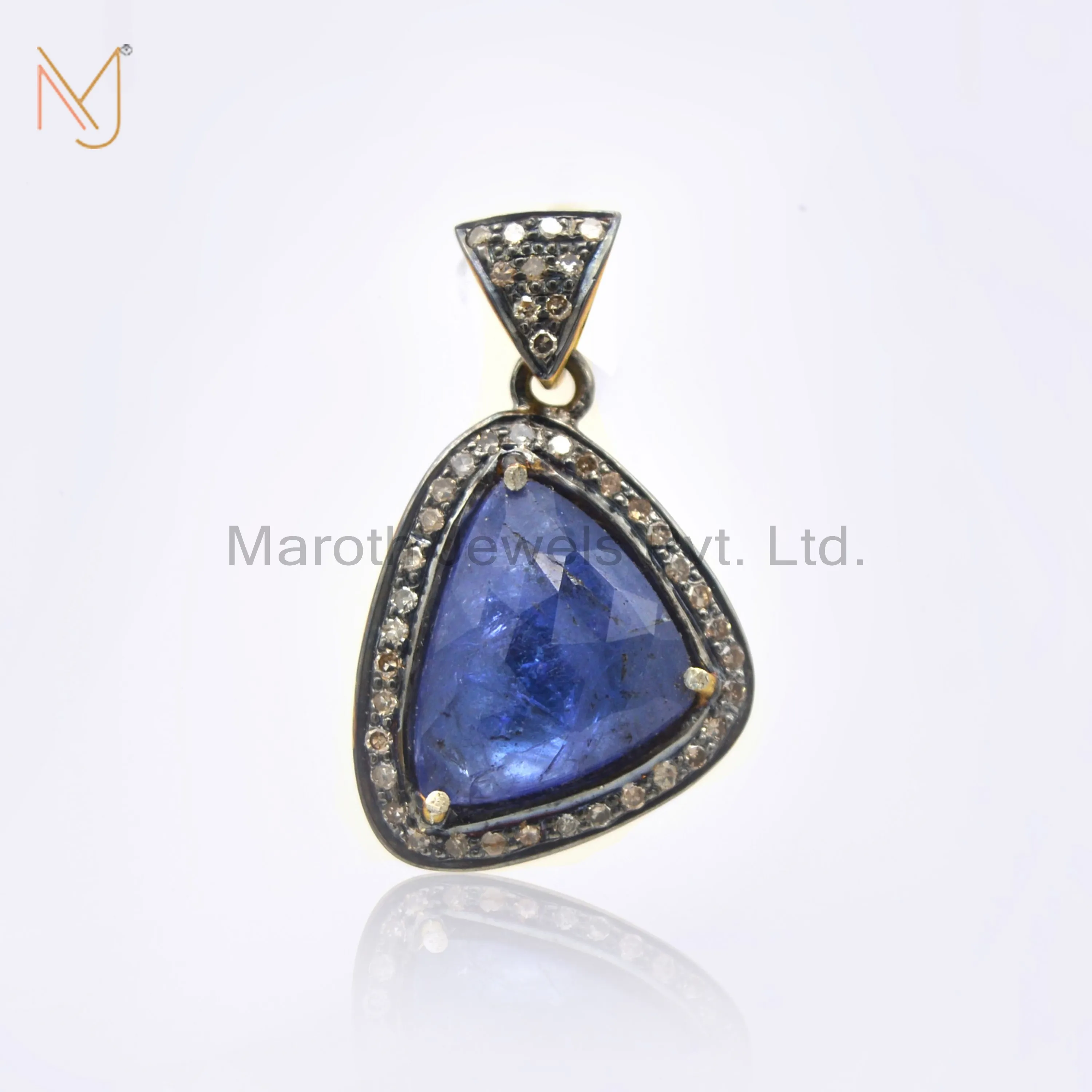 925 Silver Rhodium Pave Diamond Tanzanite Gemstone Pendant Jewelry Manufacturer