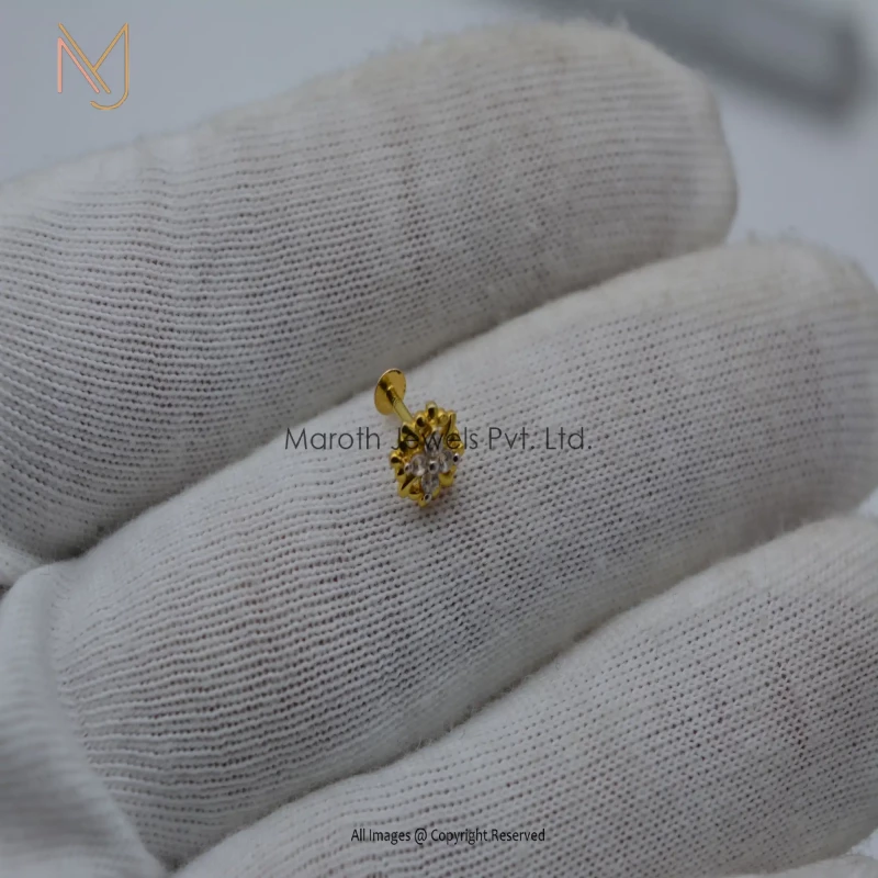 14K Yellow Gold Diamond Piercing Jewelry Manufacturer