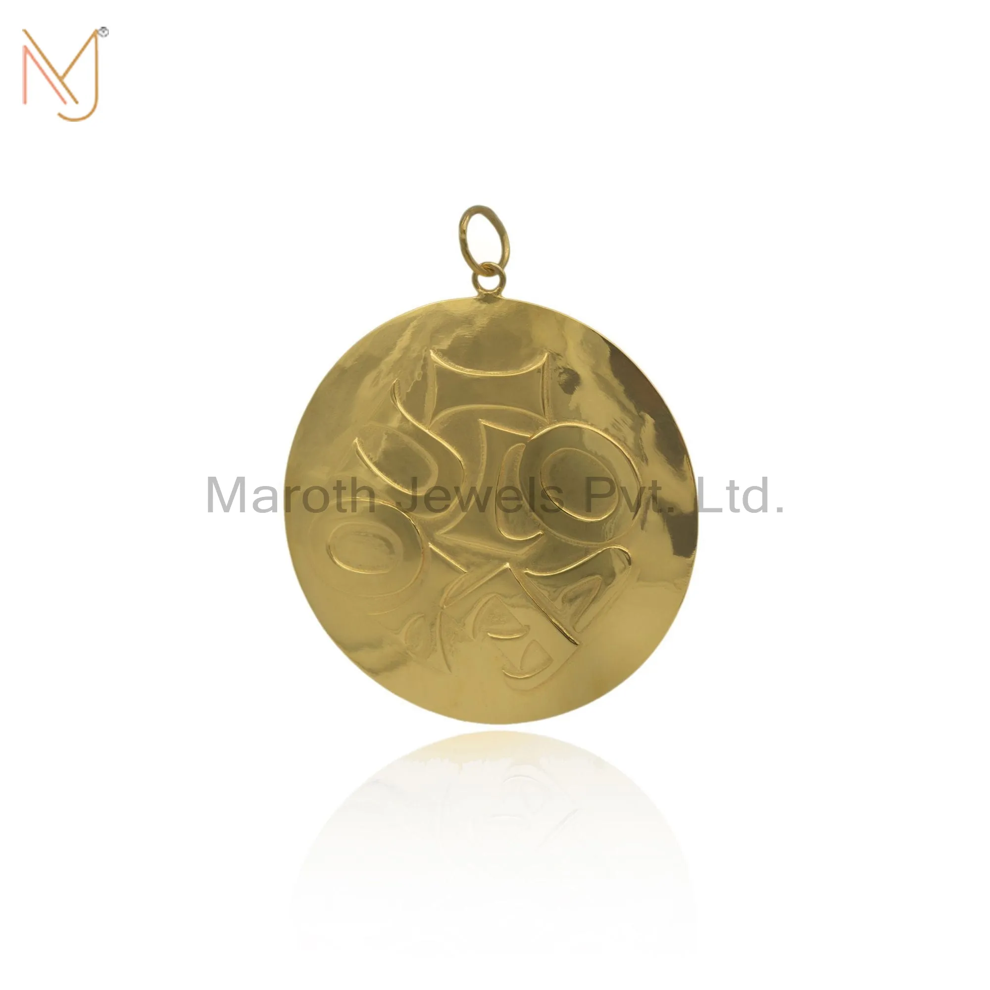 925 Silver Yellow Gold Plated Disc Pendant Vintage Jewelry Manufacturer