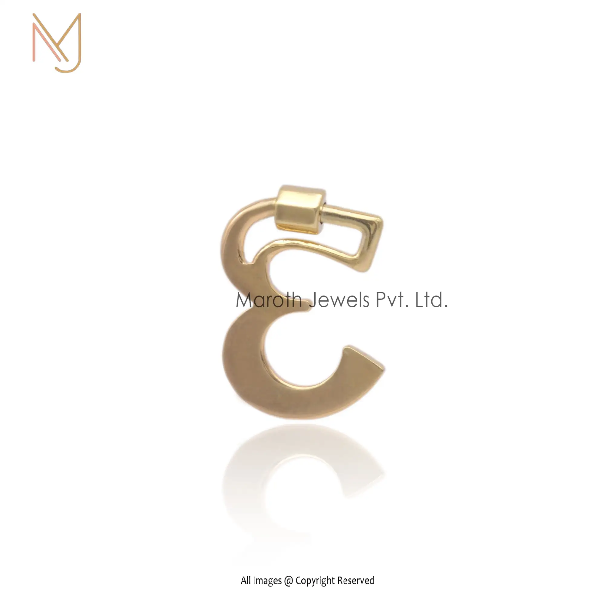 925 Silver Yellow Gold Plated Number 3 Letter Carabiner Lock Manufacturer