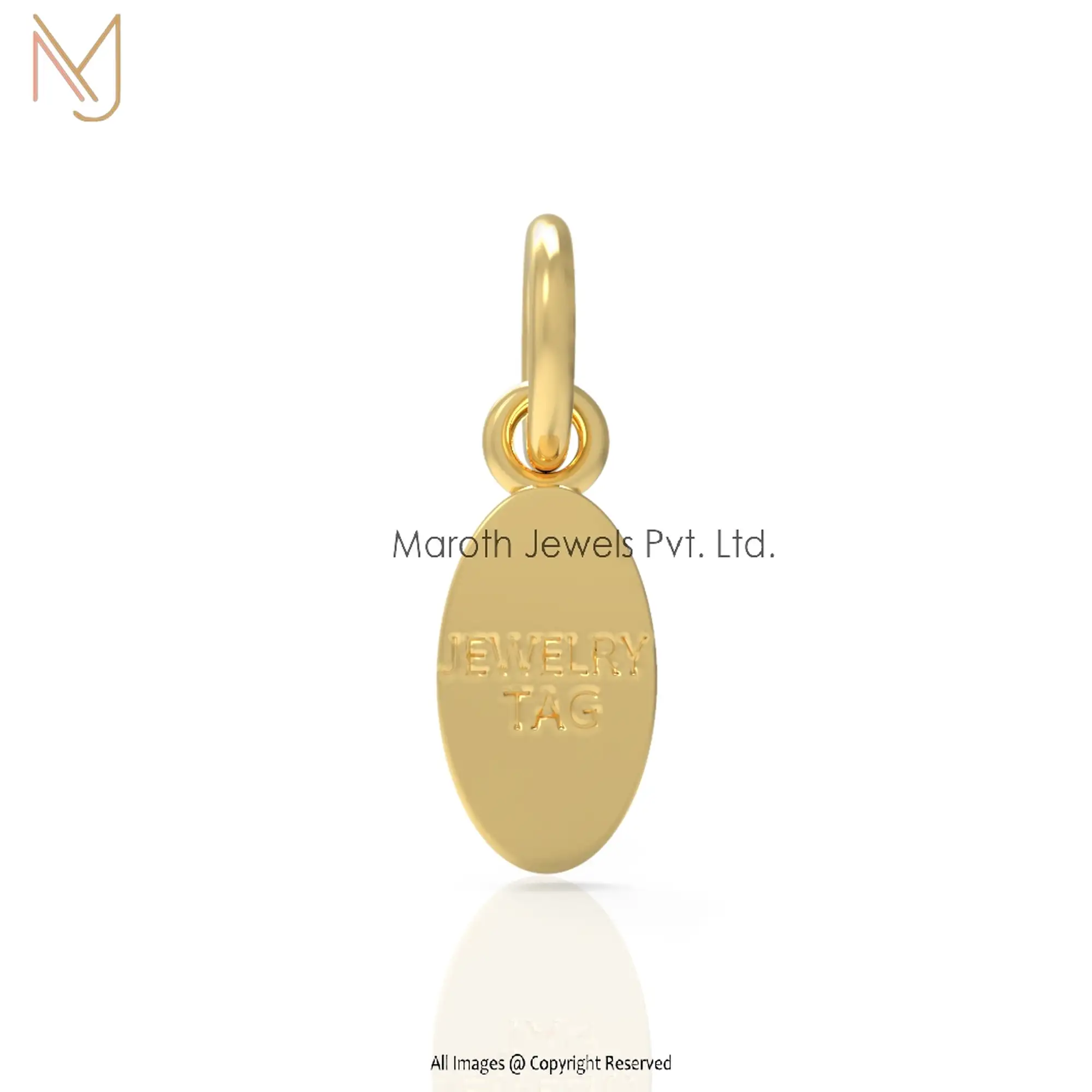 925 Silver Yellow Gold Plated Oval TAG Pendant Manufacturer