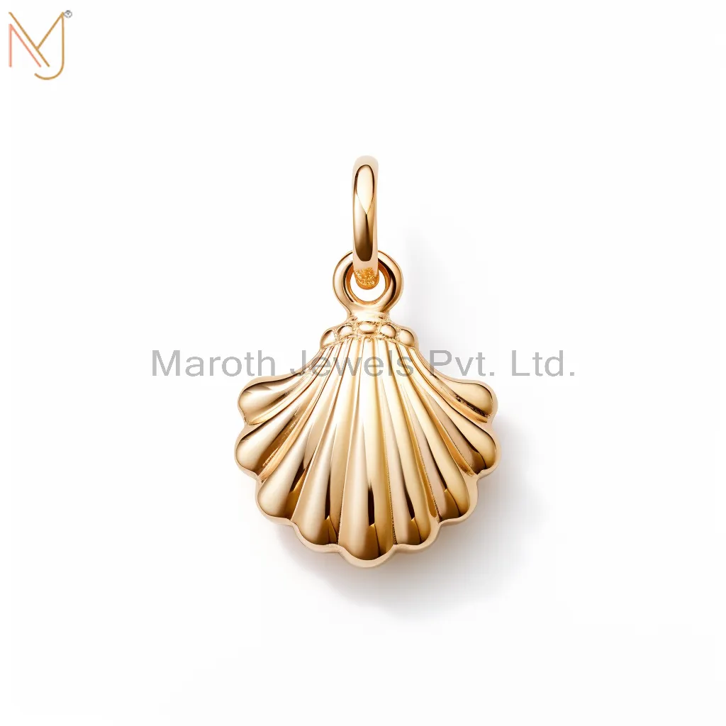 925 Sterling Silver Yellow Gold Plated Calico Scallop Shells Pendant Jewelry Supplier