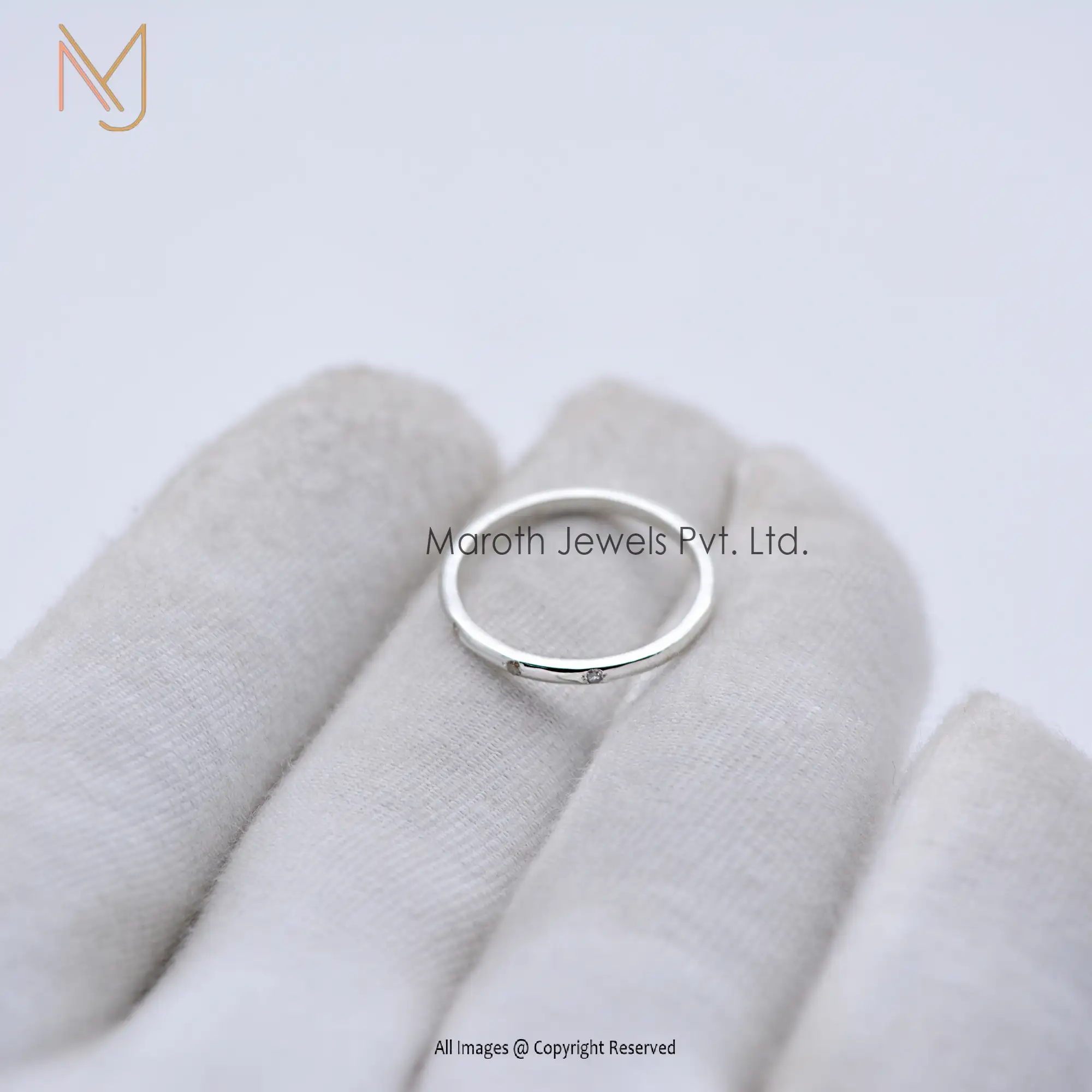 925 Silver Yellow Gold Pave Diamond Band Ring Jewelry Manufacturer