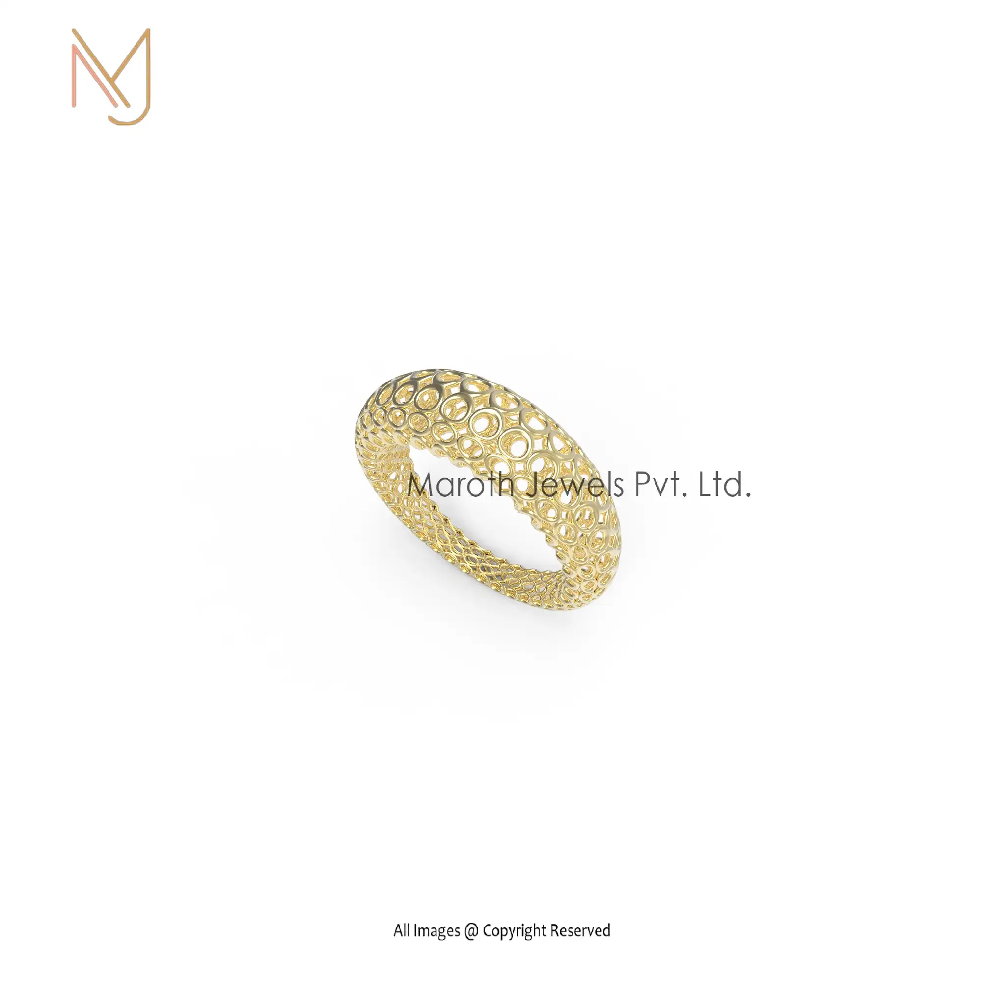 925 Silver Yellow Gold Plated Band Ring Jewelry Manufacturer