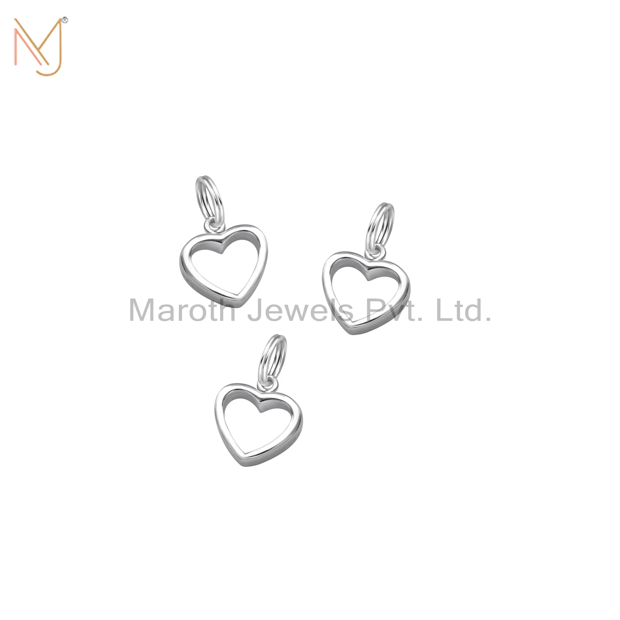 925 Silver Natural Silver Plated Heart Charm Pendant Jewelry Supplier