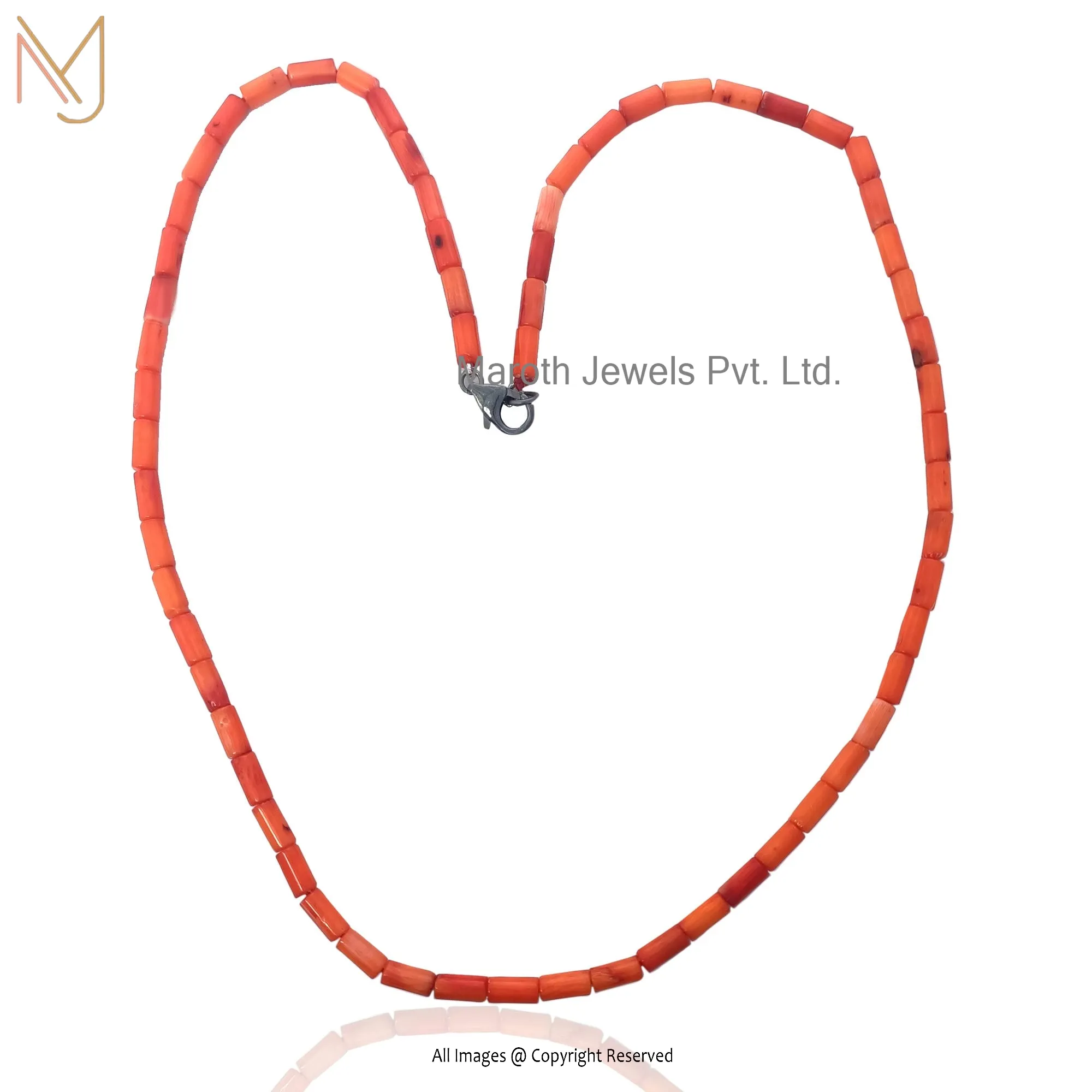 925 Silver Rhodium Red Coral Beads Chain Jewelry Manufacturer