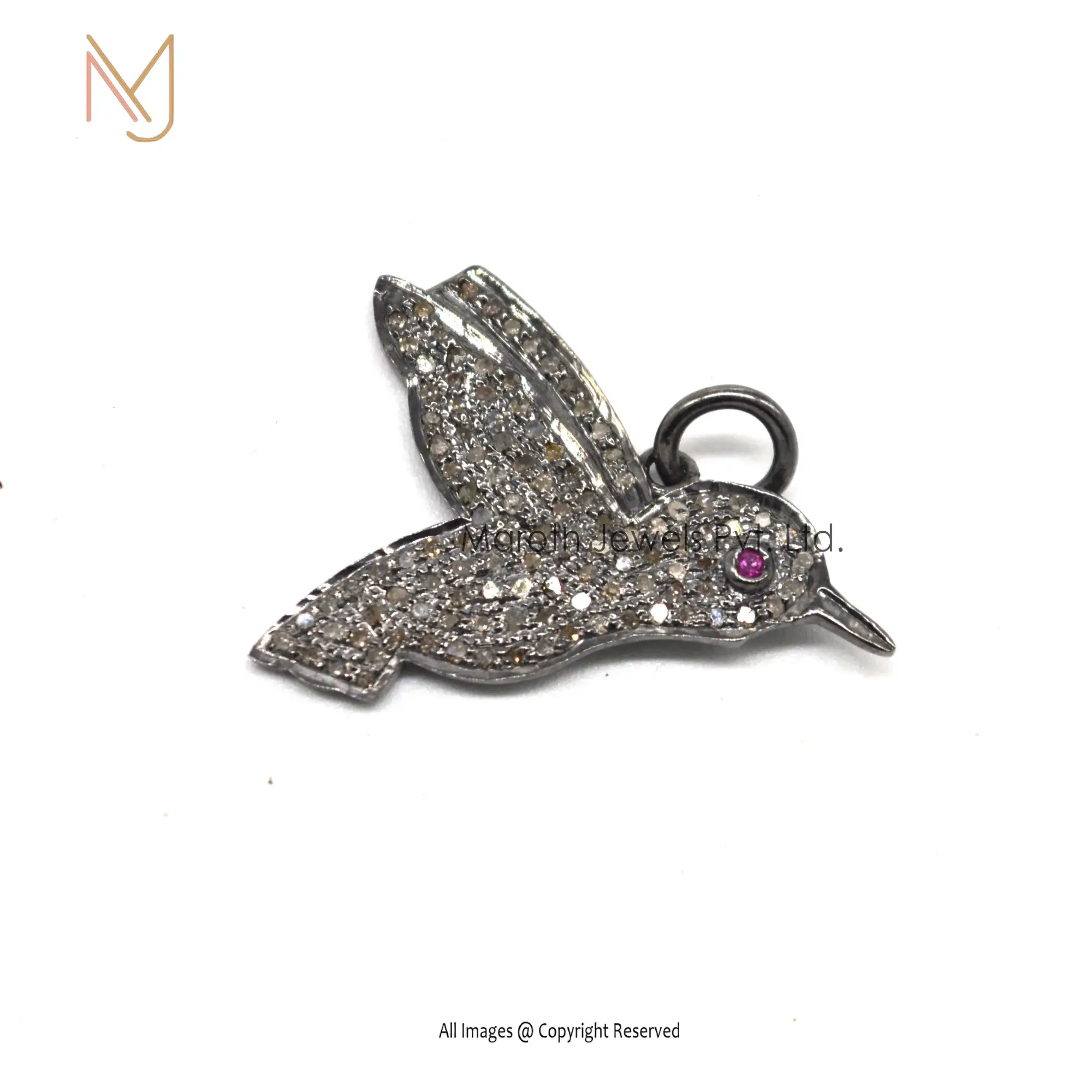 925 Silver Rhodium Pave Diamond Flying Bird Pendant Jewelry USA