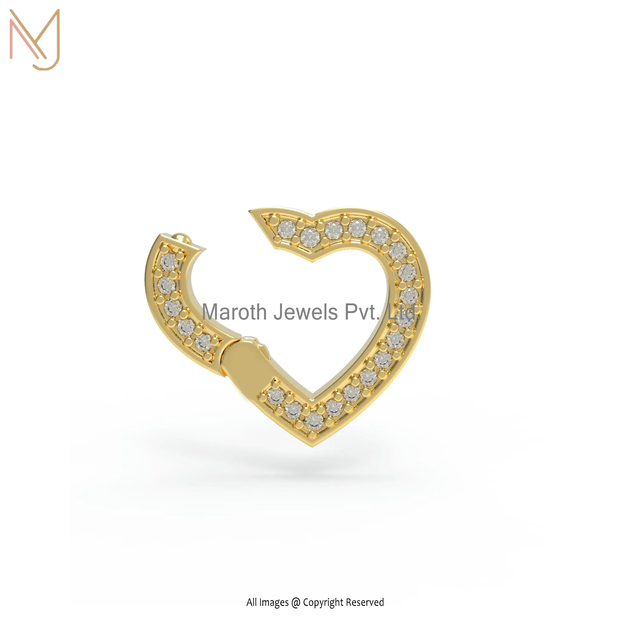 Wholesale 925 Silver Yellow Gold Plated Diamond Heart Enhancer Charm Holder