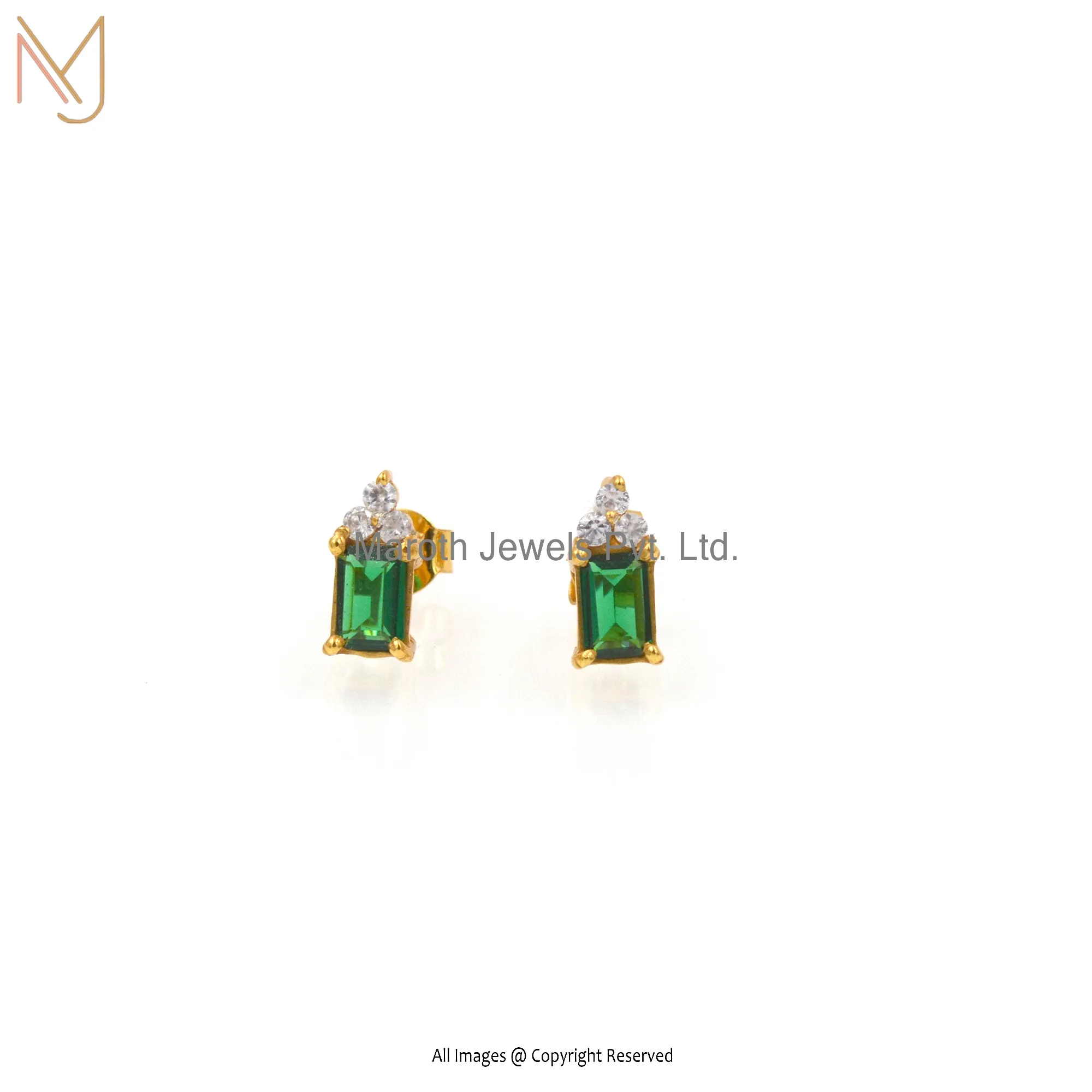 14K Yellow Gold Cubic Zircon Earrings Manufacturer