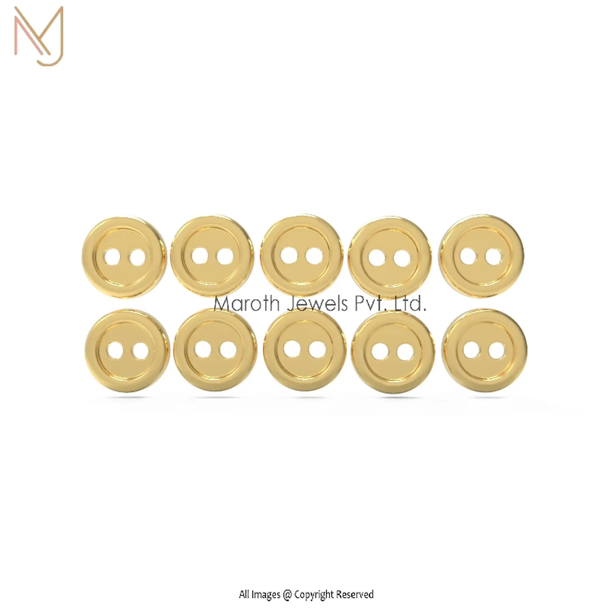 Wholesale 14K Yellow Gold 10 Piece 2 Hole Round Buttons