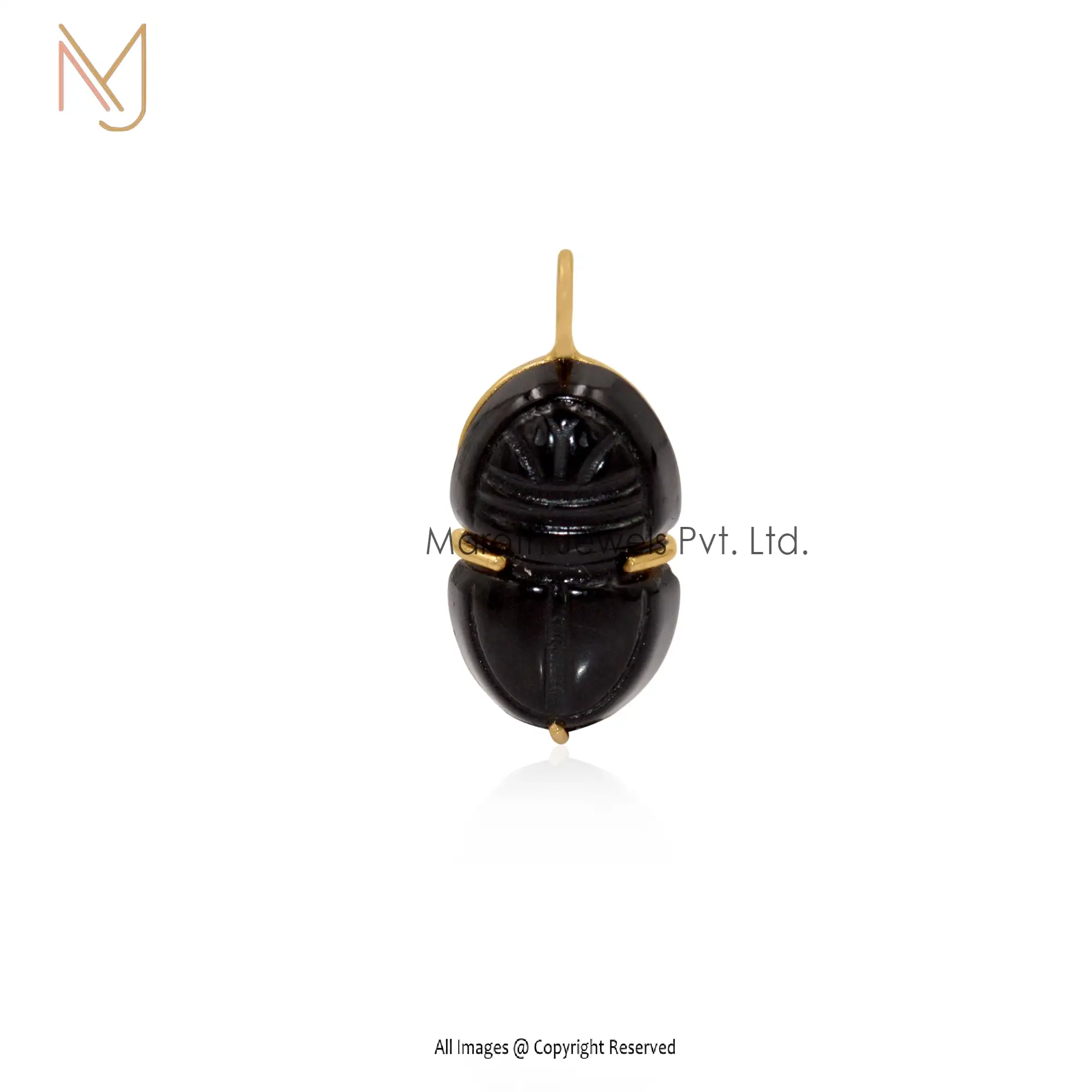 14K Yellow Gold Pink Onyx Scarab Pendant Jewelry Supplier