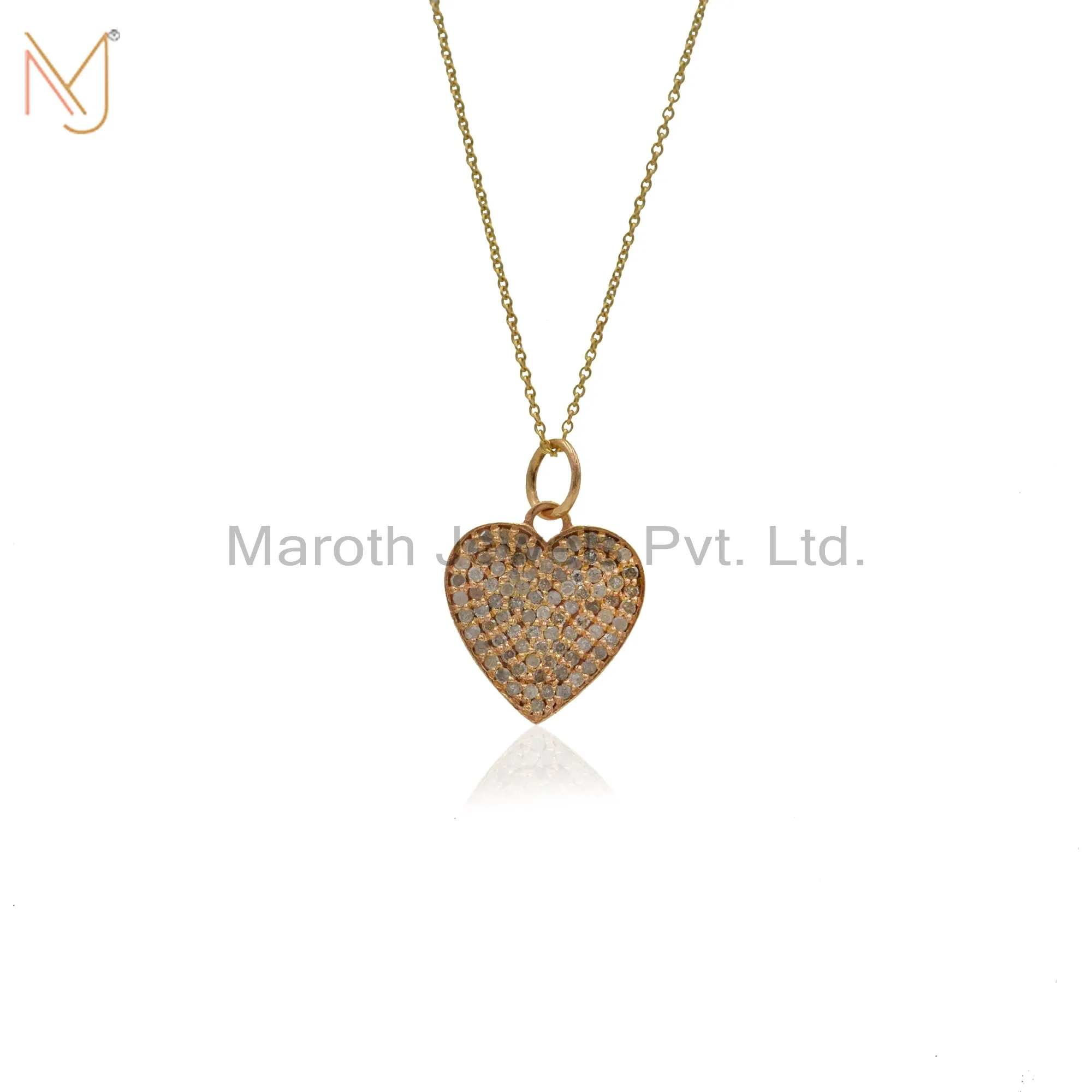 925 Silver Yellow Gold Plated Diamond Heart Pendant Jewelry Supplier