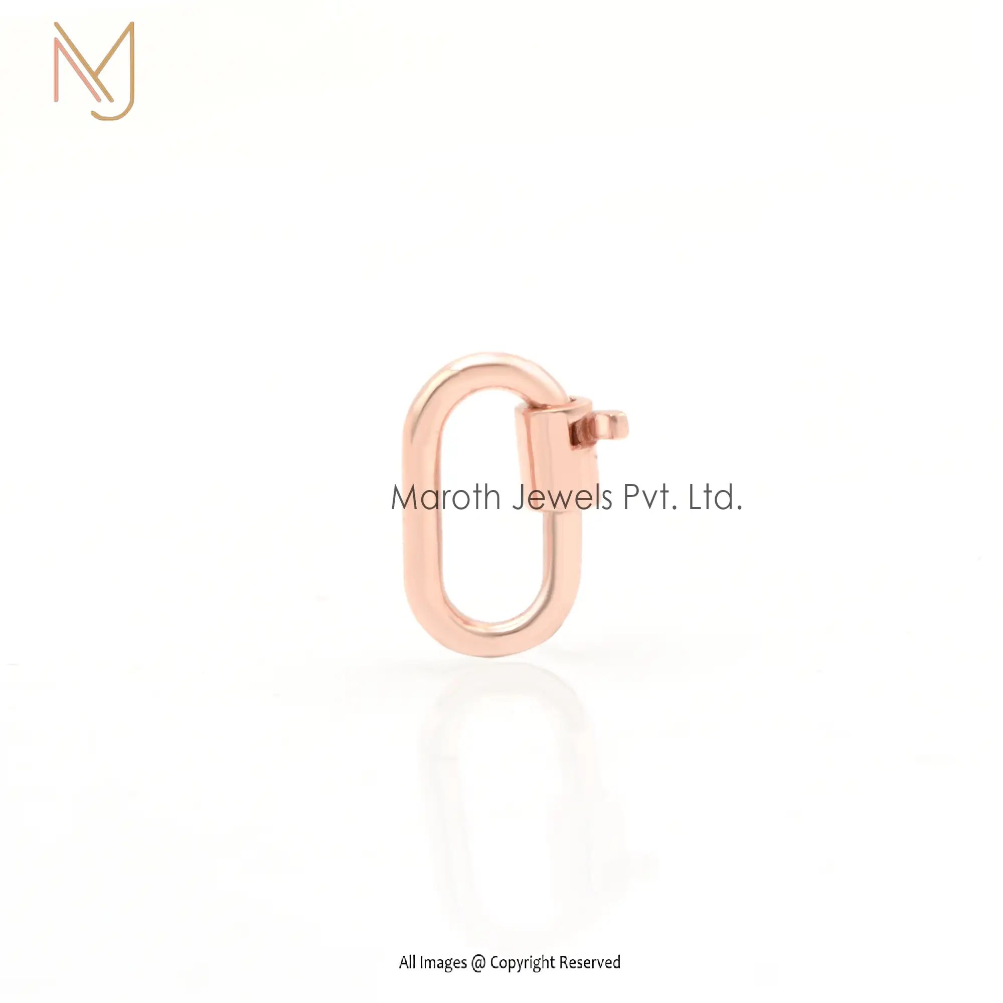 Private Label 925 Silver Rose Gold Plated Carabiner Lock Jewelry