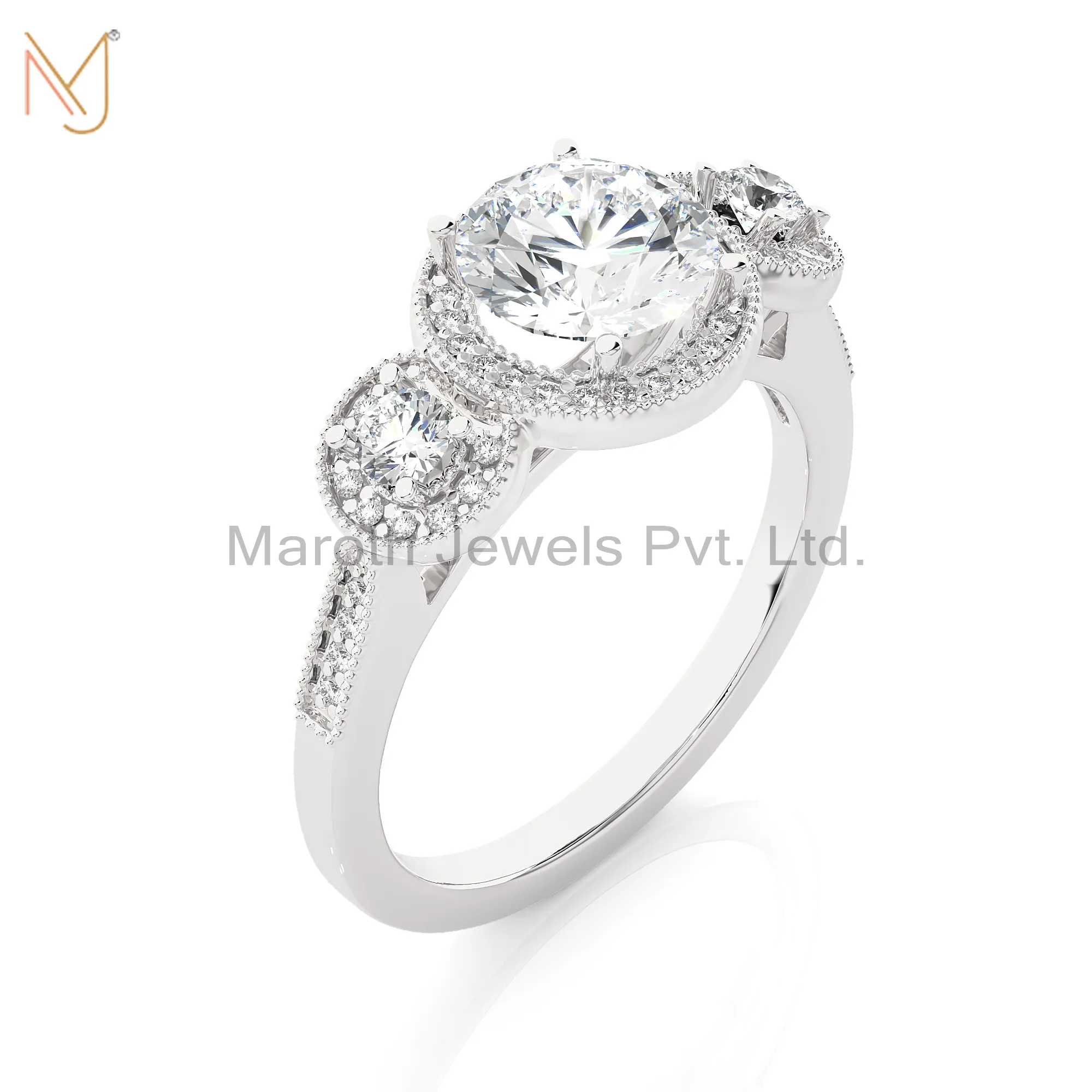 925 Silver Yellow Gold Moissanite Round Ring Jewelry Supplier